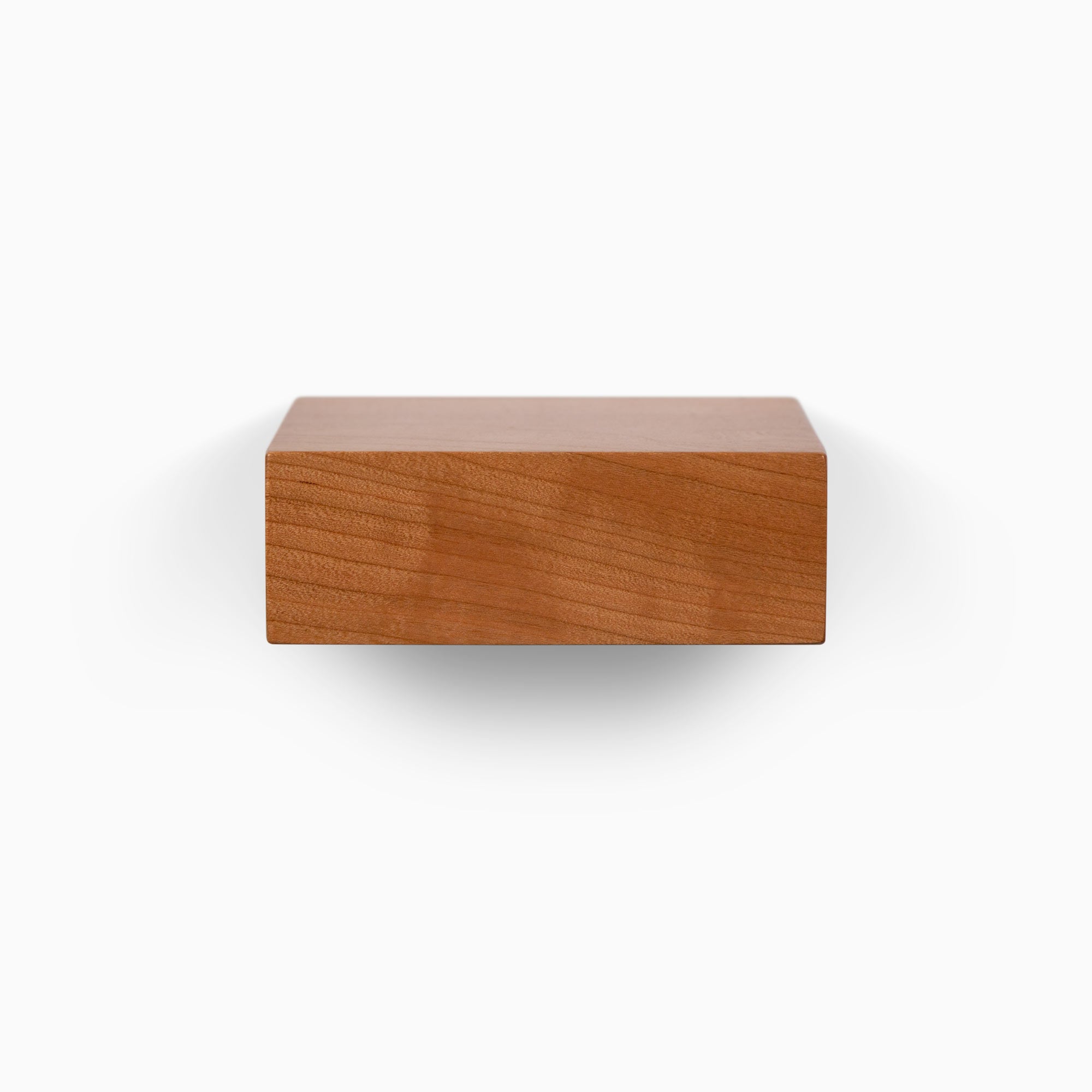 Small square floating wall shelf in solid cherry