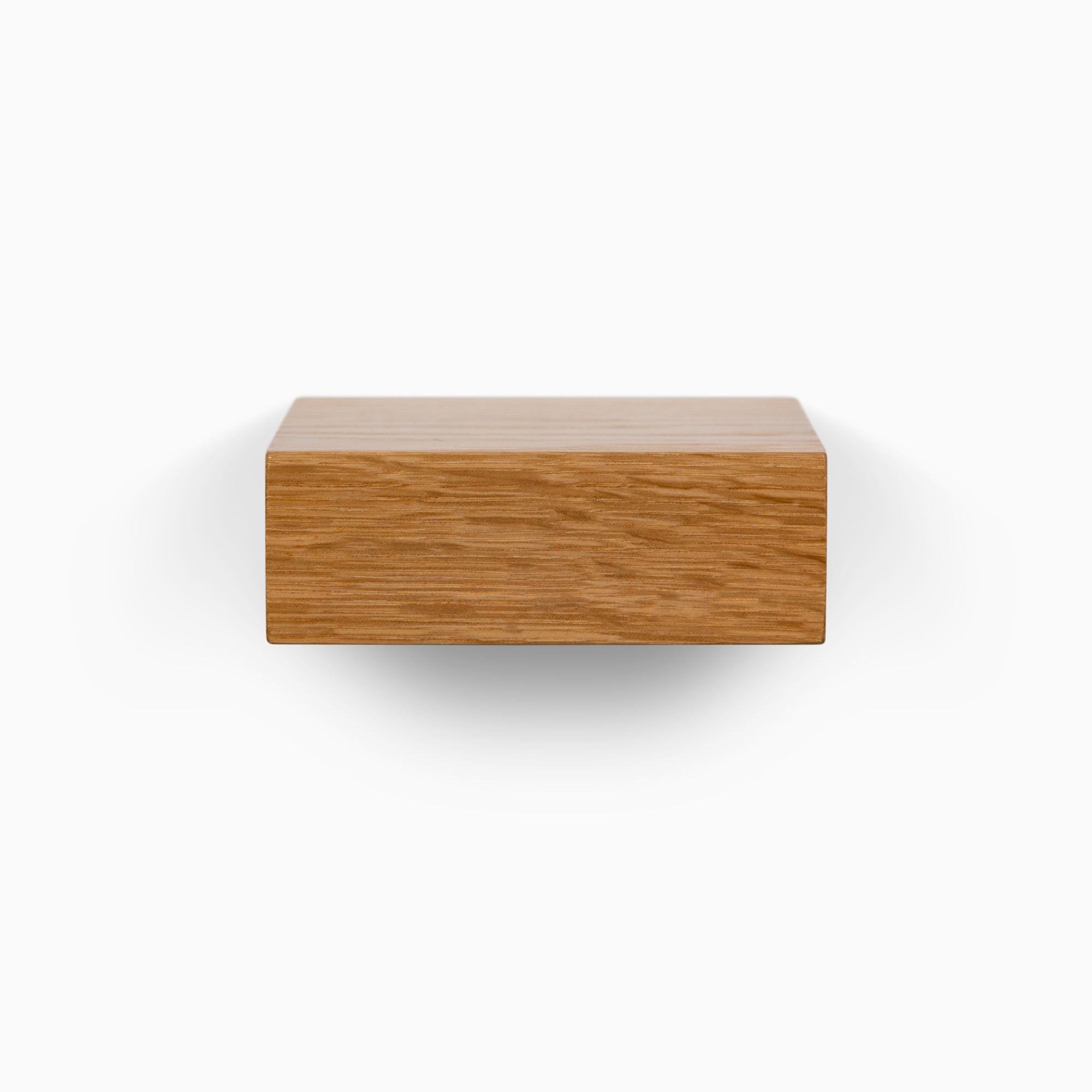 Small square floating wall shelf in solid white oak