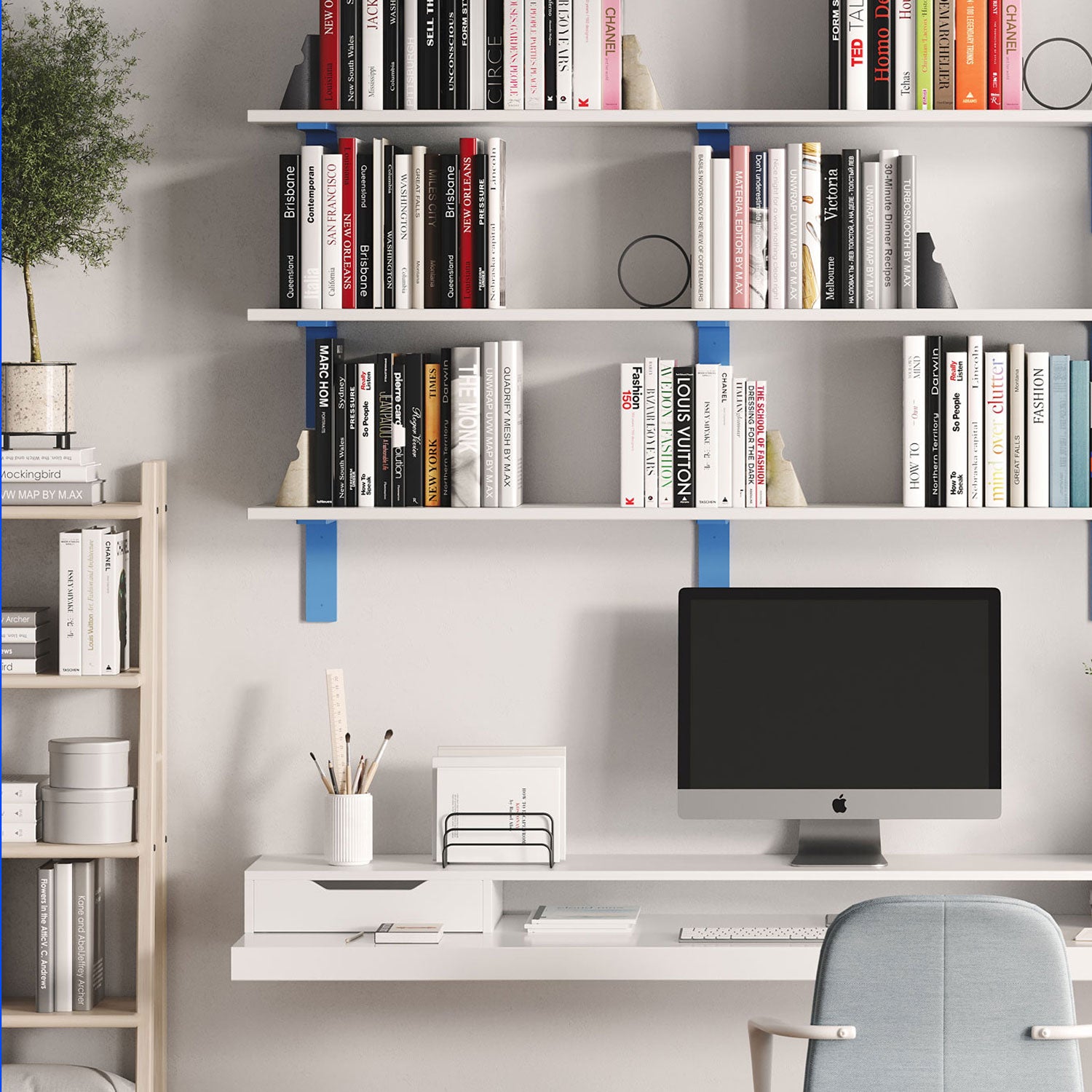 Leif Hatch Grey Rustic Wall Shelf