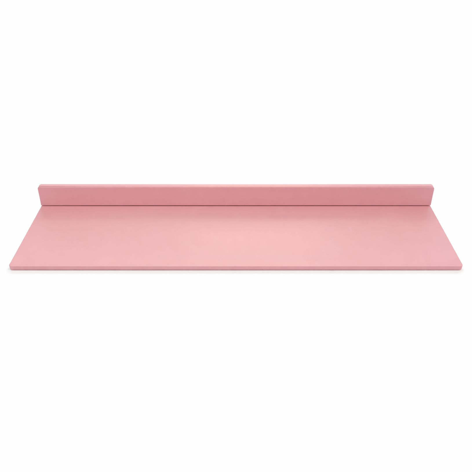Clearance — Tromso FM1 Steel Floating Shelf — 48" length x 8" depth in soft pink finish for modern wall shelf display