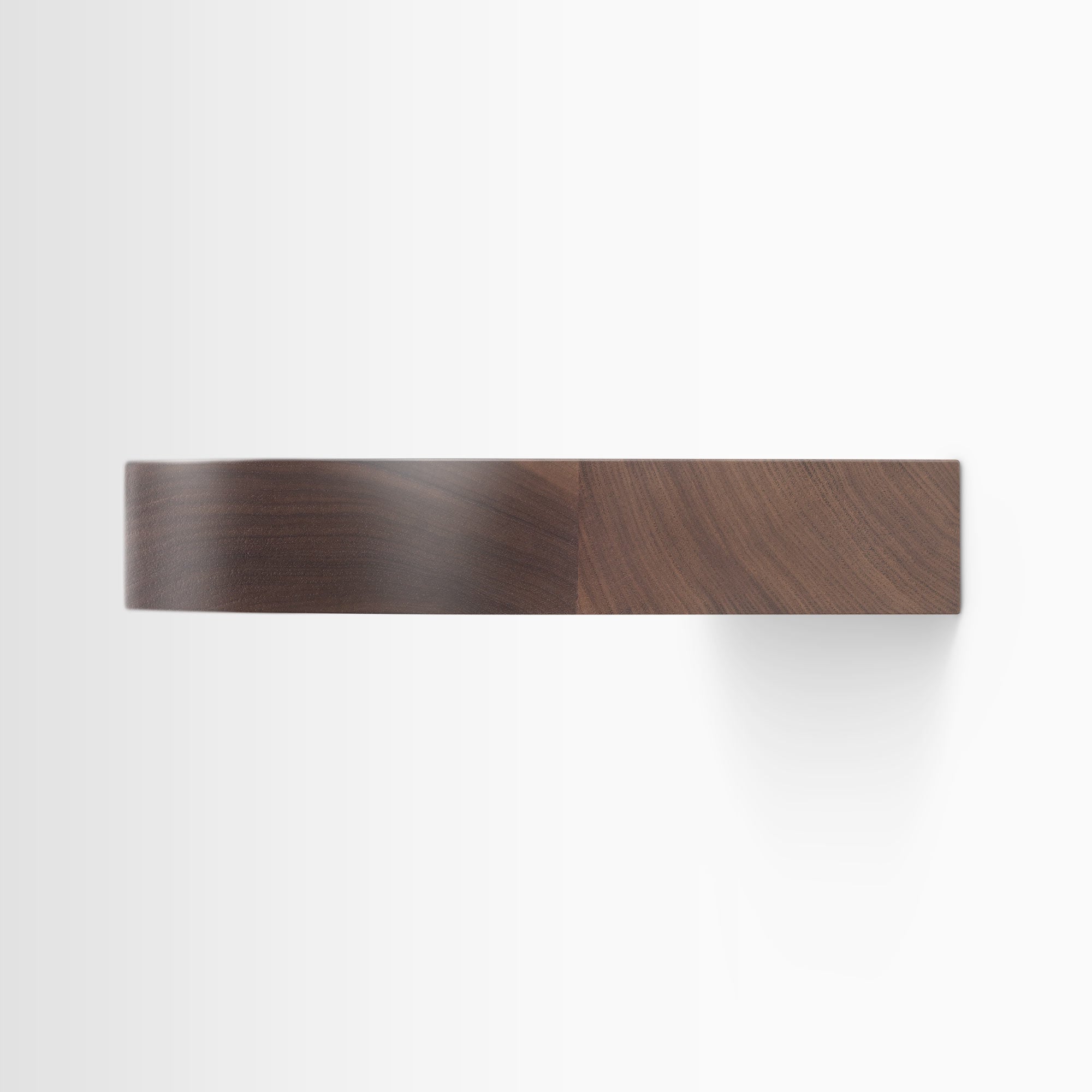 Clearance — Aksel RADius Walnut Shelf — 24" length x 10" depth x 1.75" thick with smooth walnut glue-up finish and curved edge