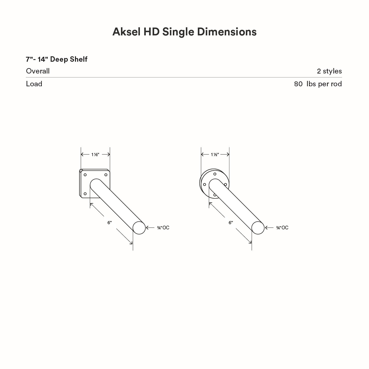 Aksel HD Single Rod Floating Shelf Bracket