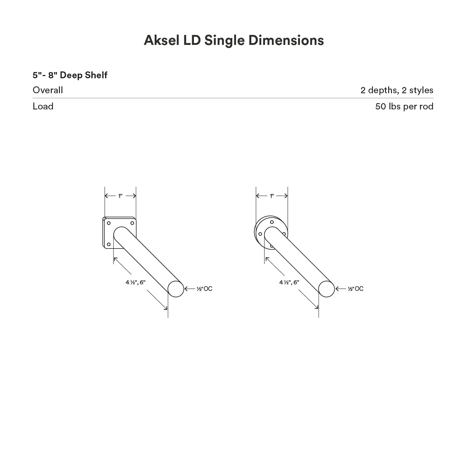 Aksel LD Single Rod Floating Shelf Bracket