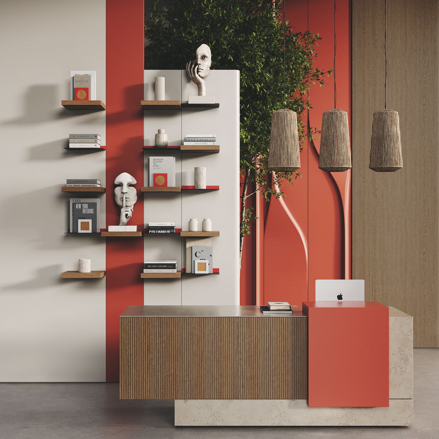 Aksel LED White Oak Floating Shelf