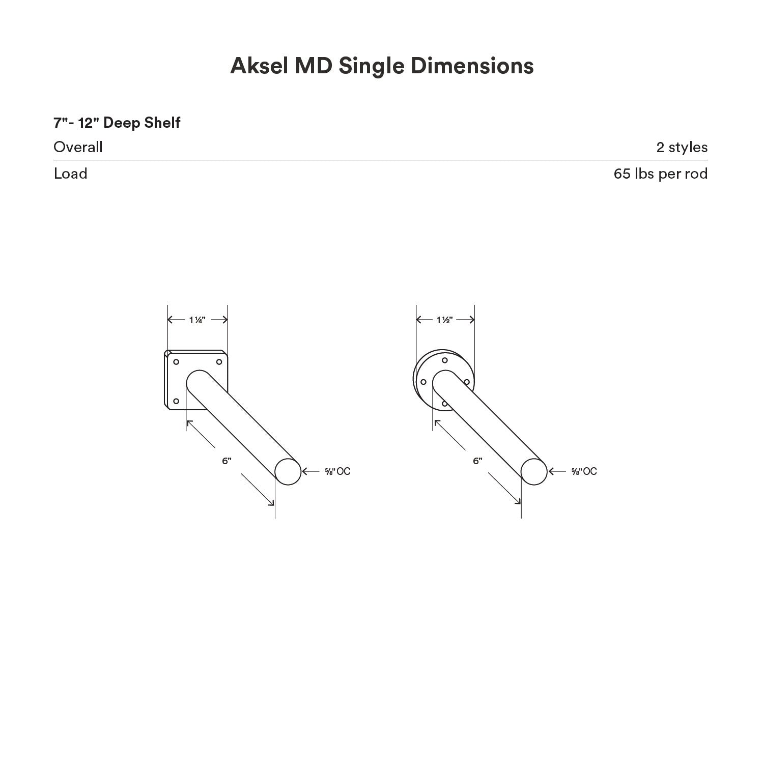 Aksel MD Single Rod Floating Shelf Bracket