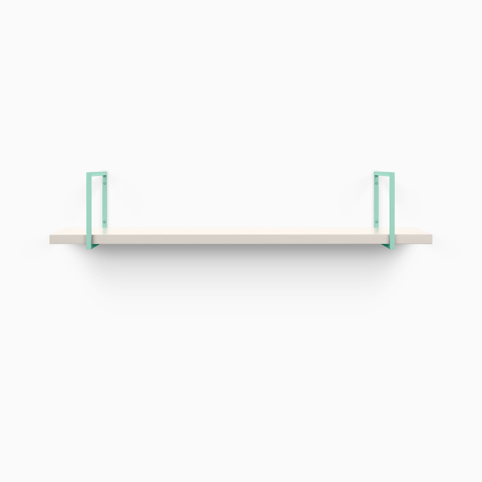 Bart Concretey Wall Shelf with smooth concrete surface and minimalist light teal metal floating shelf brackets for modern display