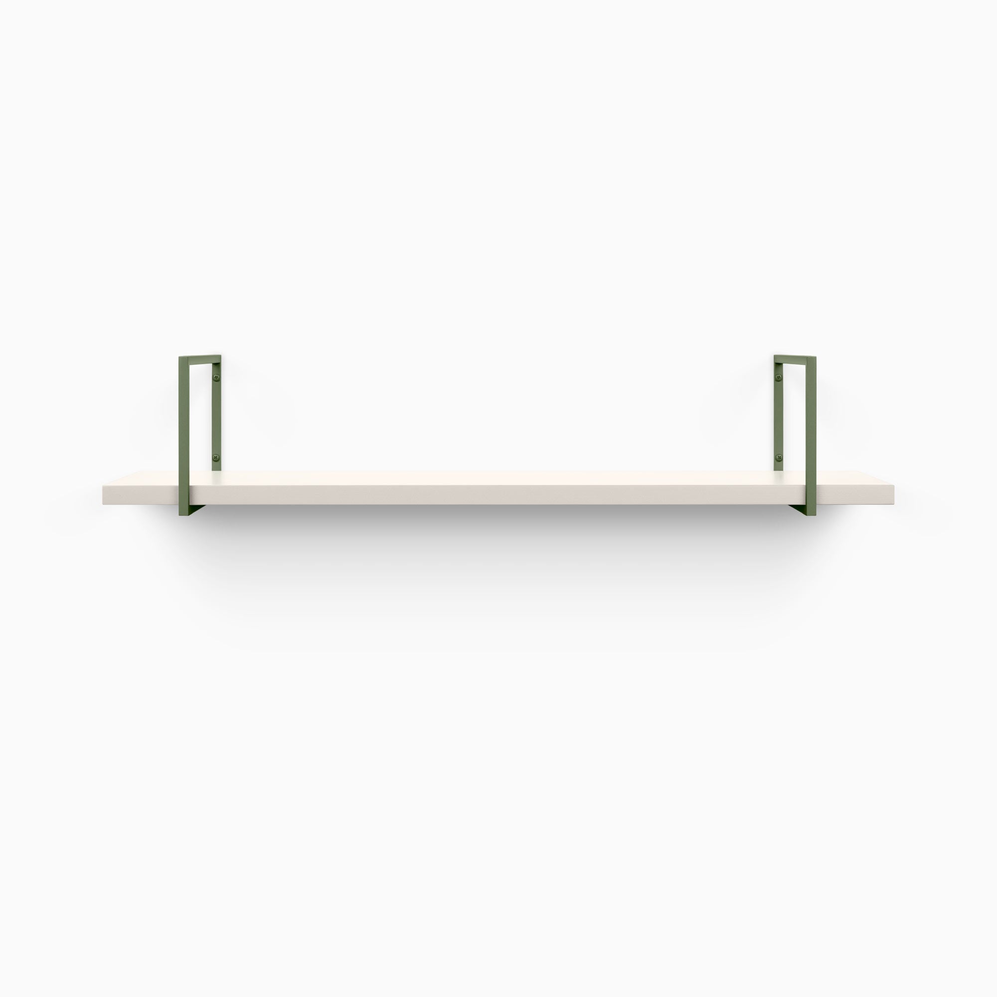 Bart Concretey Wall Shelf with smooth concrete surface and minimalist olive green metal floating shelf brackets for modern organization
