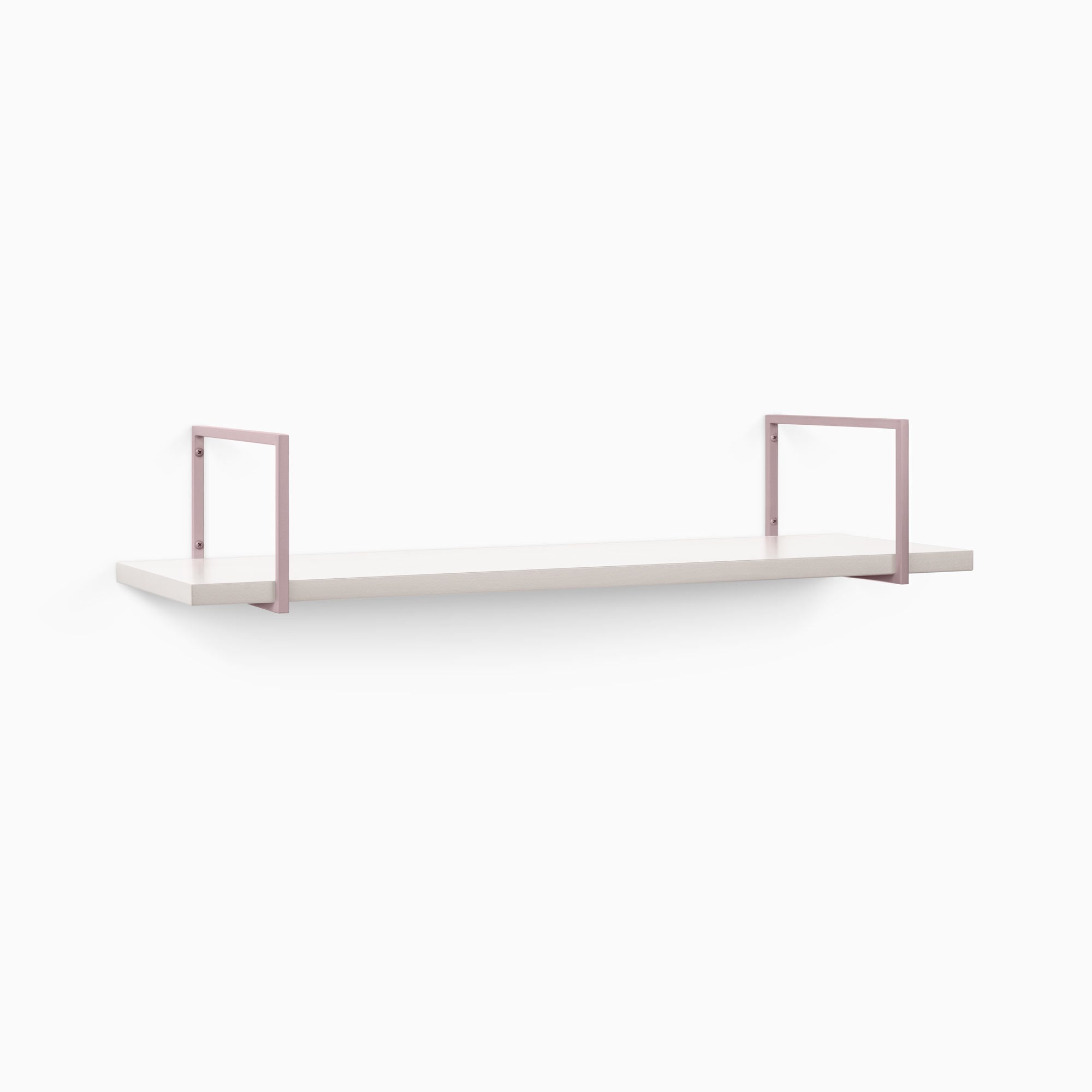 Bart Concretey Wall Shelf with smooth concrete finish and minimalist muted pink metal floating shelf brackets for modern display