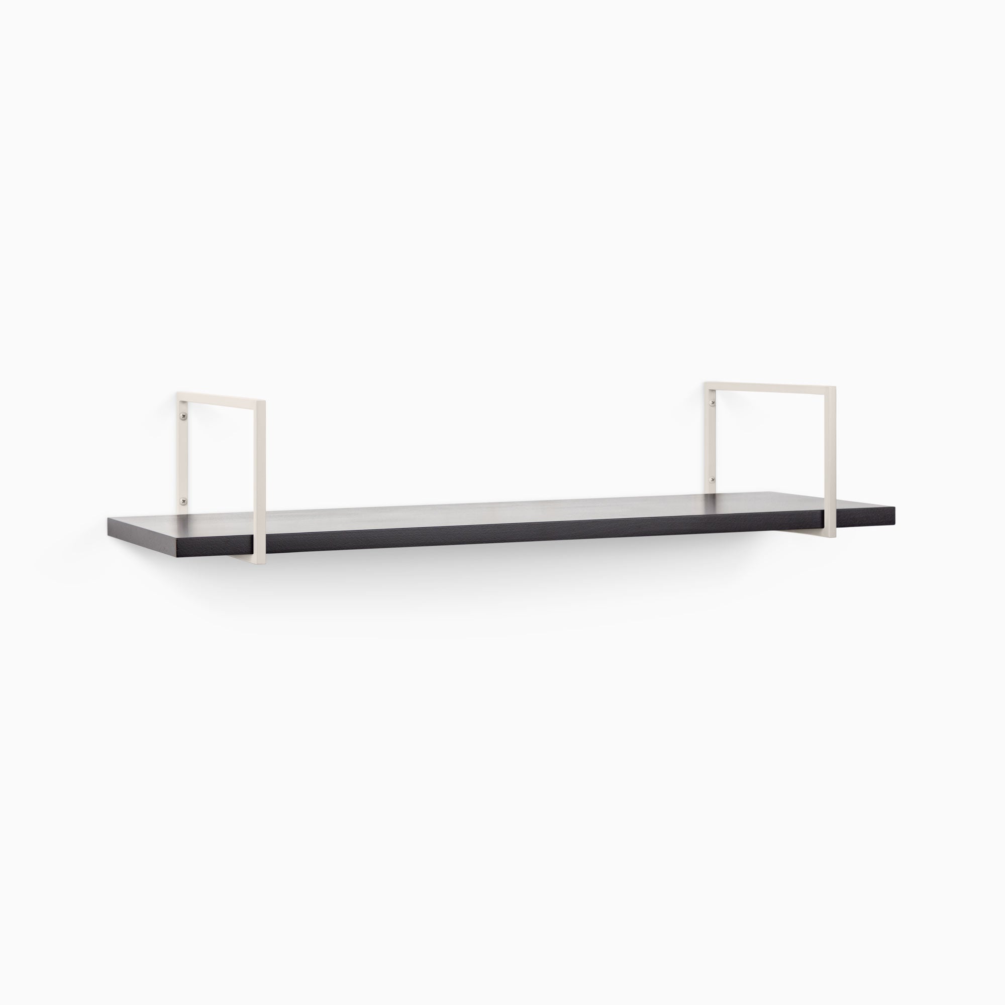 Bart Black Wall Shelf with sleek black wood floating shelf and minimalist light stainless steel floating shelf brackets for versatile display