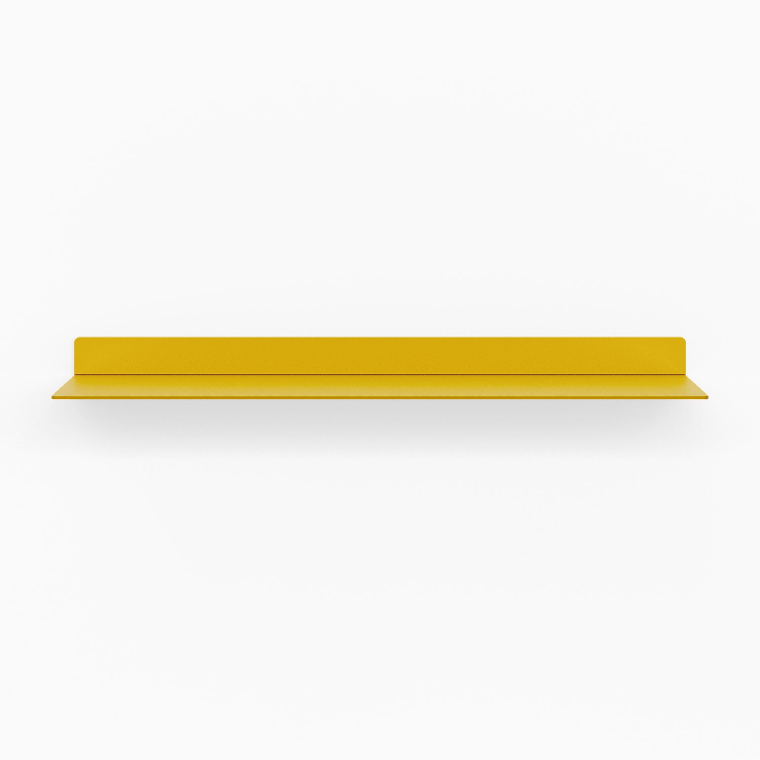 Beefy Bender FM 1 Metal Wall Shelf in warm honey mustard, minimalist metal floating shelf offering sturdy, functional wall display and organization.