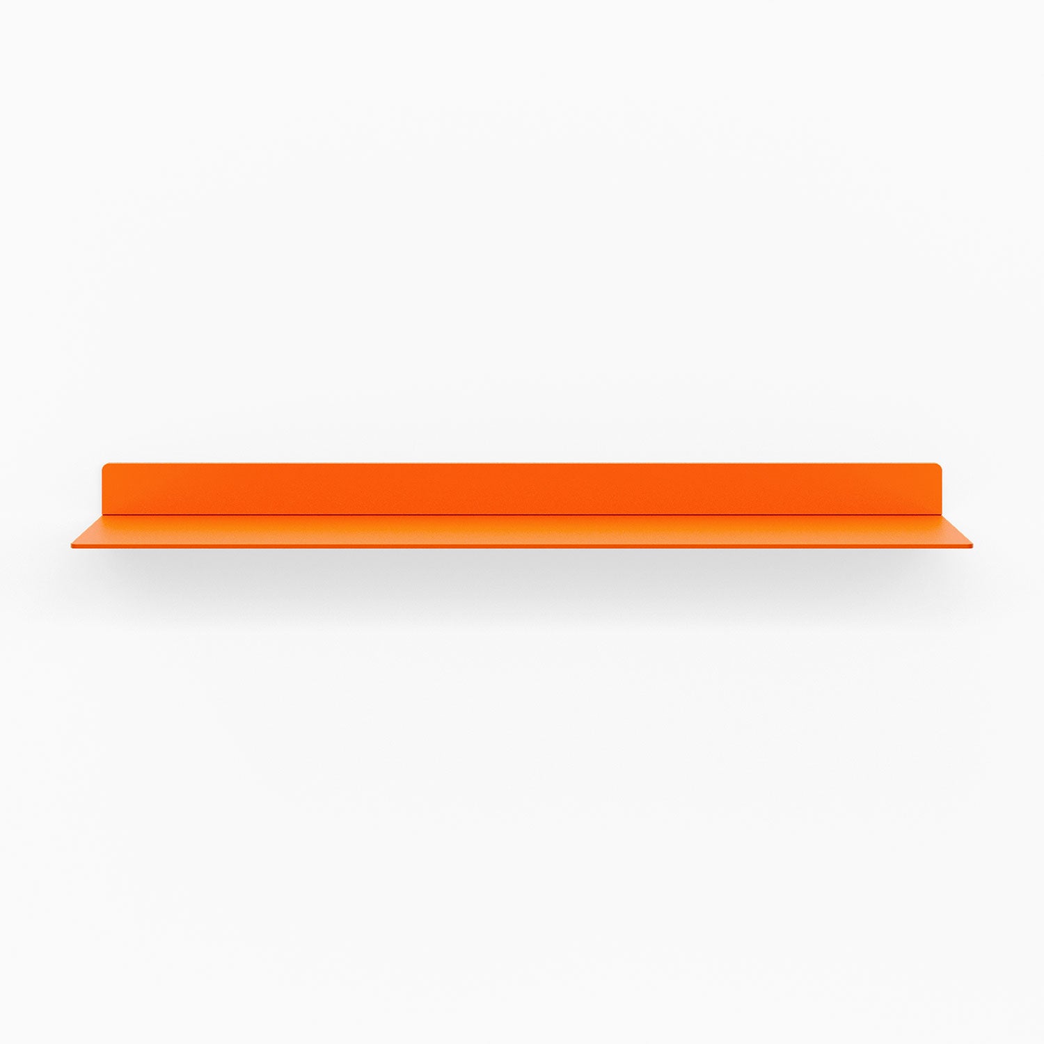 Beefy Bender FM 1 Metal Wall Shelf in bright orange, minimalist durable metal floating shelf designed for sleek wall organization and display.