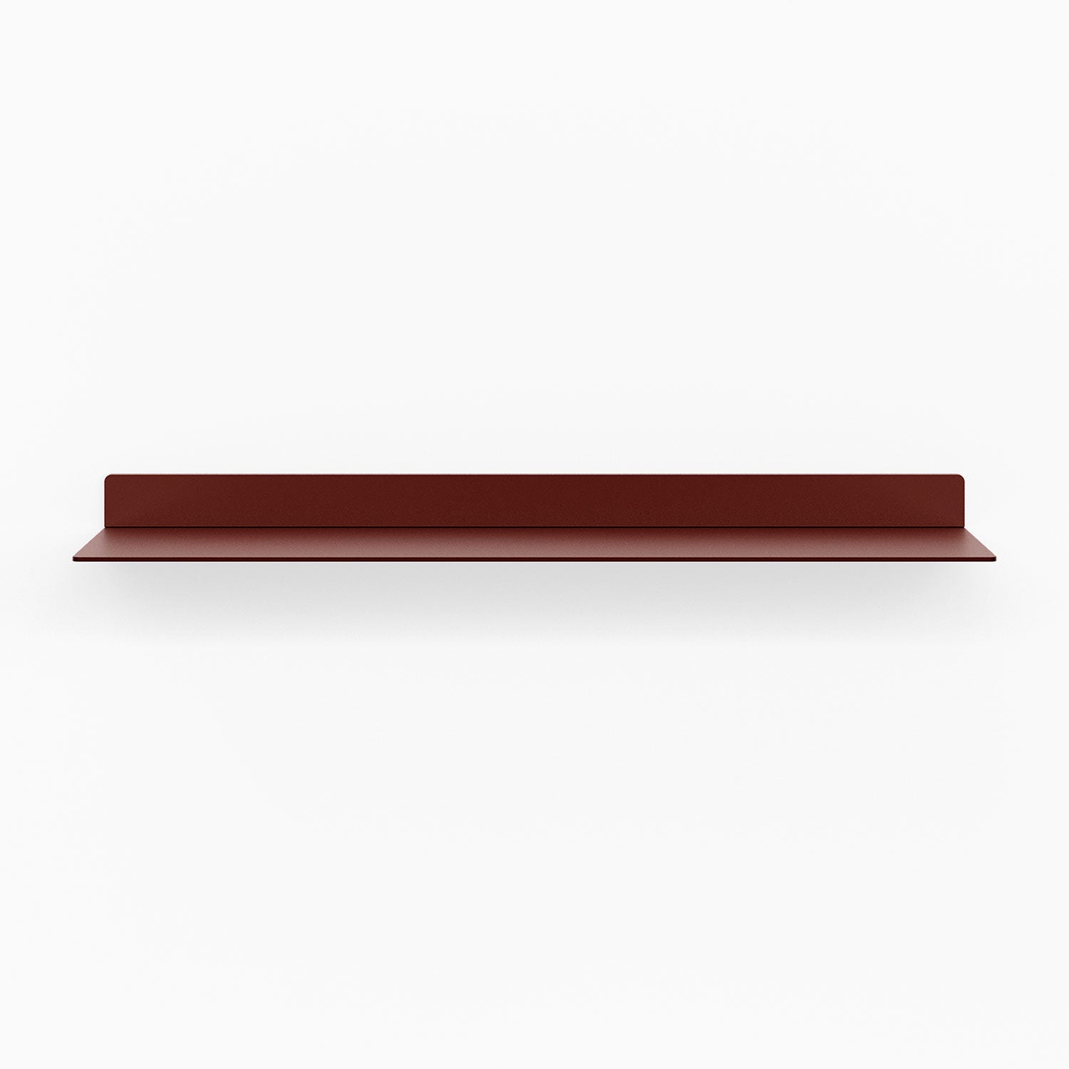 Beefy Bender FM 1 Metal Wall Shelf in deep rust finish, sturdy minimalist metal floating shelf designed for functional wall display and organization.