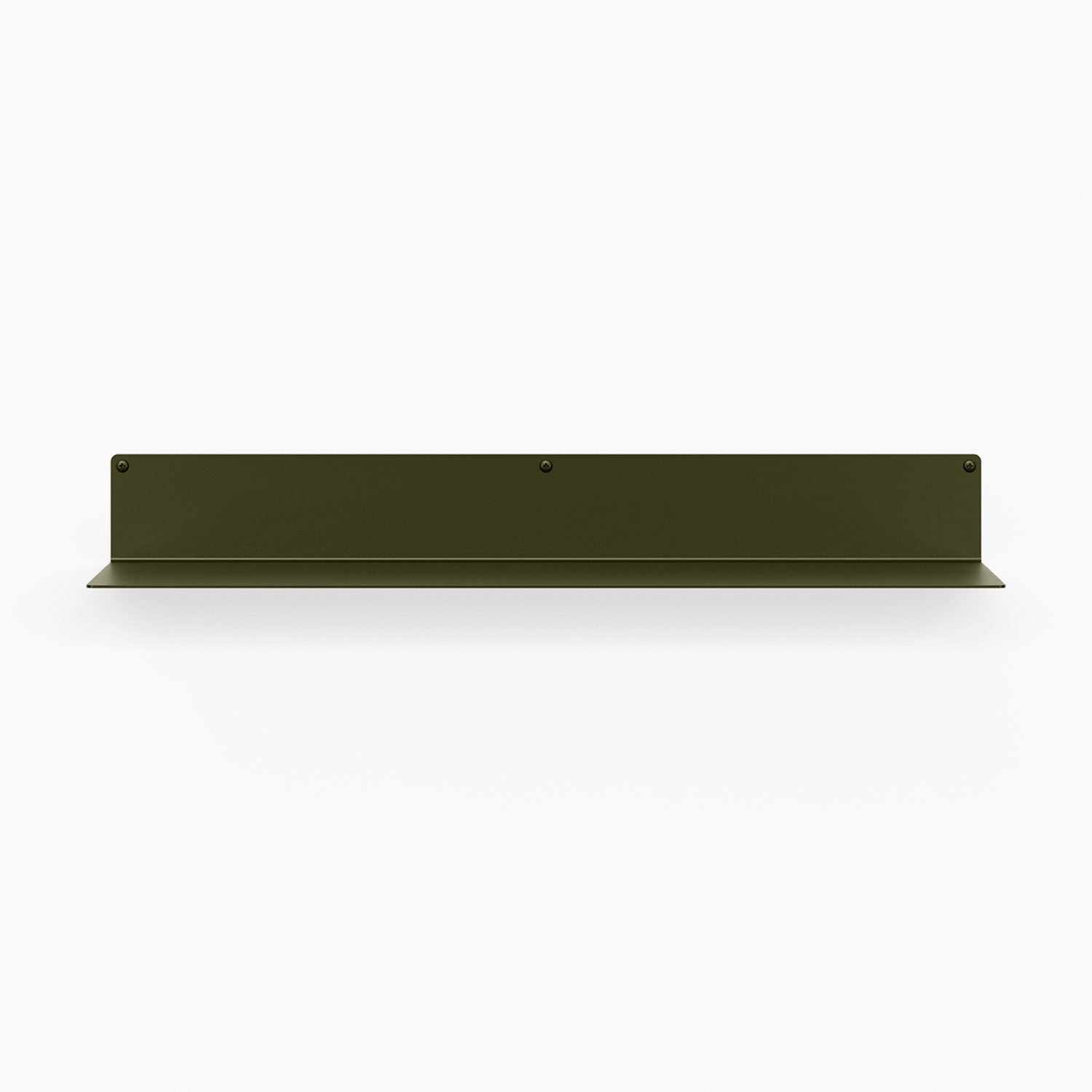 Bender FM 3 Metal Wall Shelf M2M minimalist metal floating shelf in olive green for functional wall display and organization