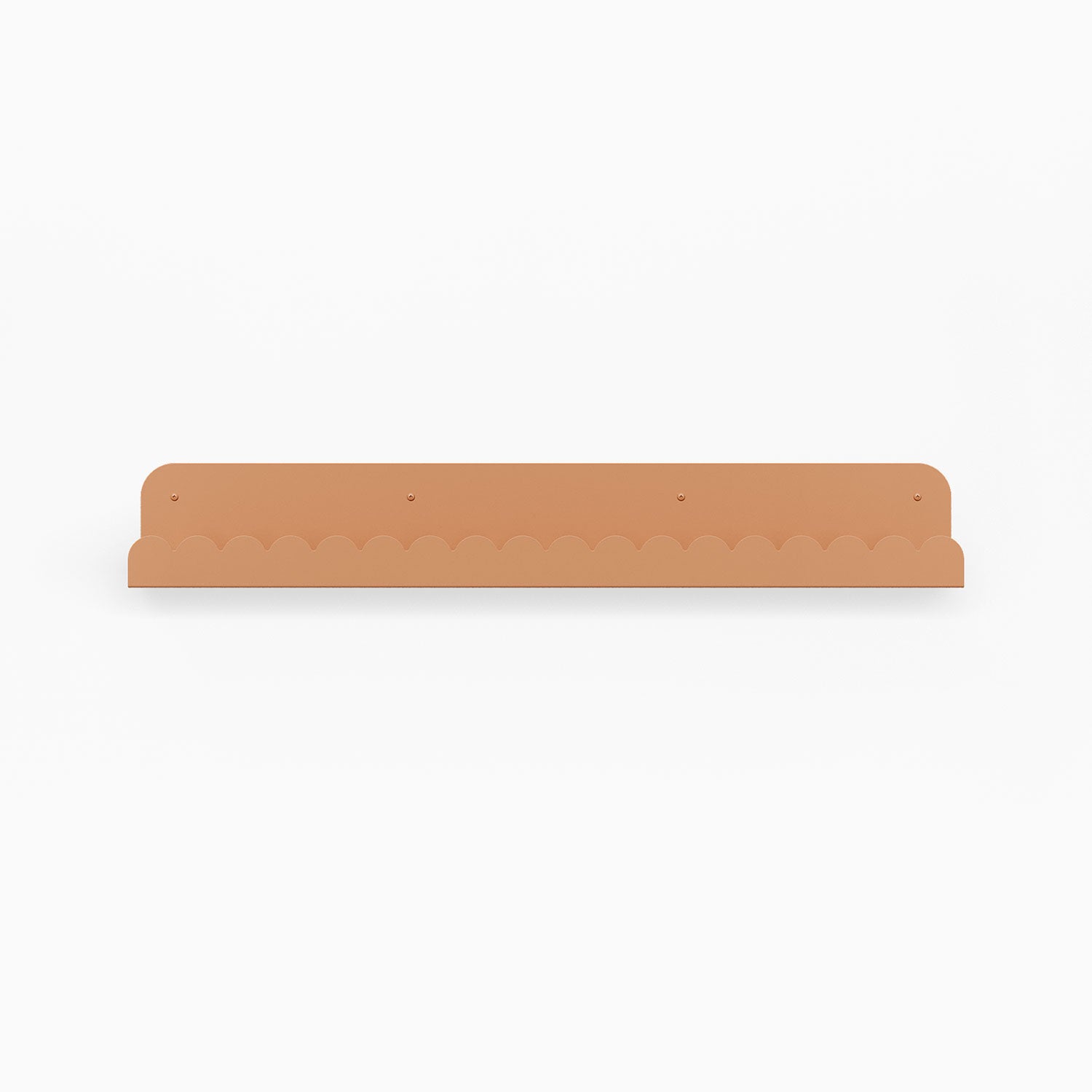 Mini Bubble Picture Ledge in clay steel with subtle mini bubble detail for functional floating shelf and wall display