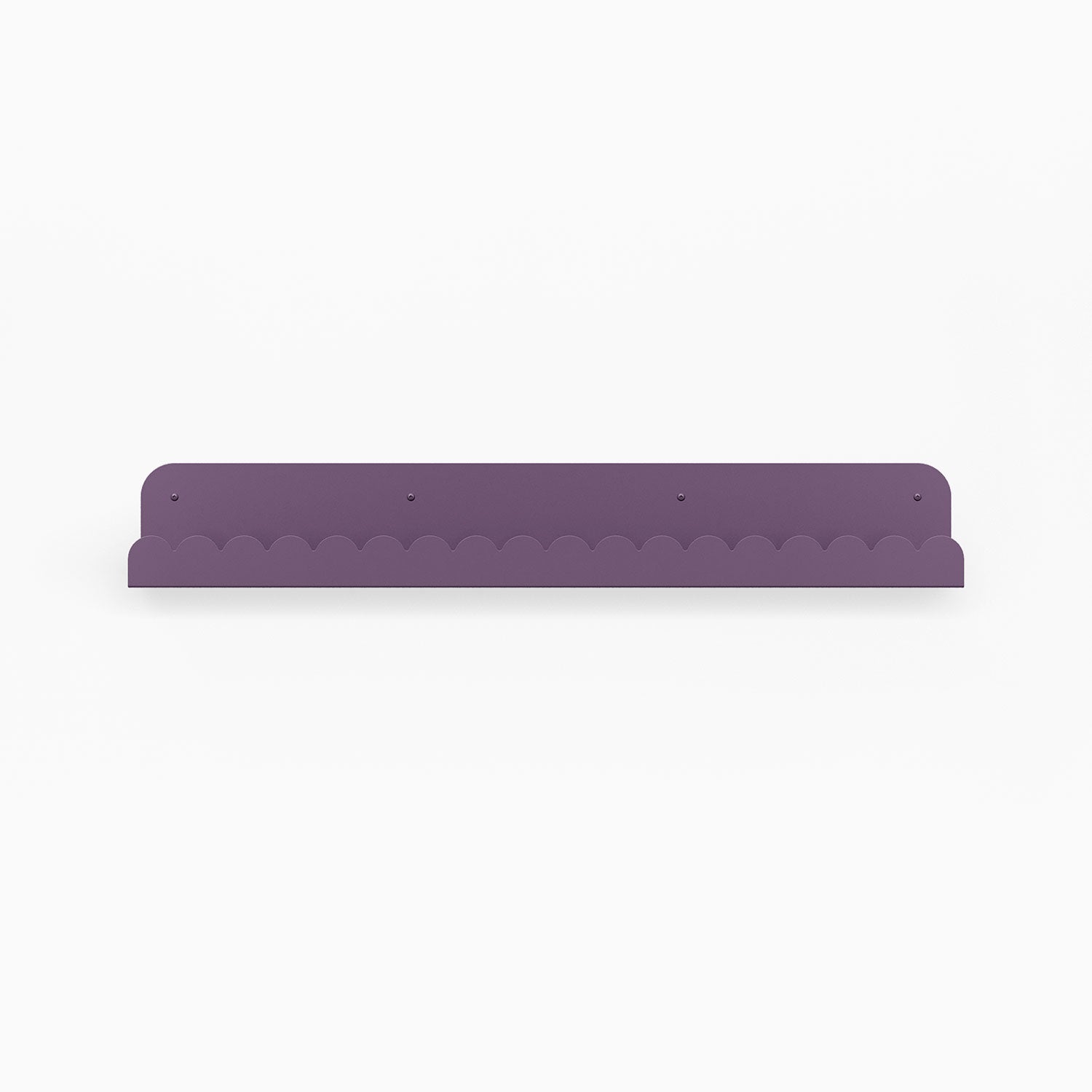Mini Bubble Picture Ledge in deep purple steel with compact bubble pattern for stylish wall display and organization