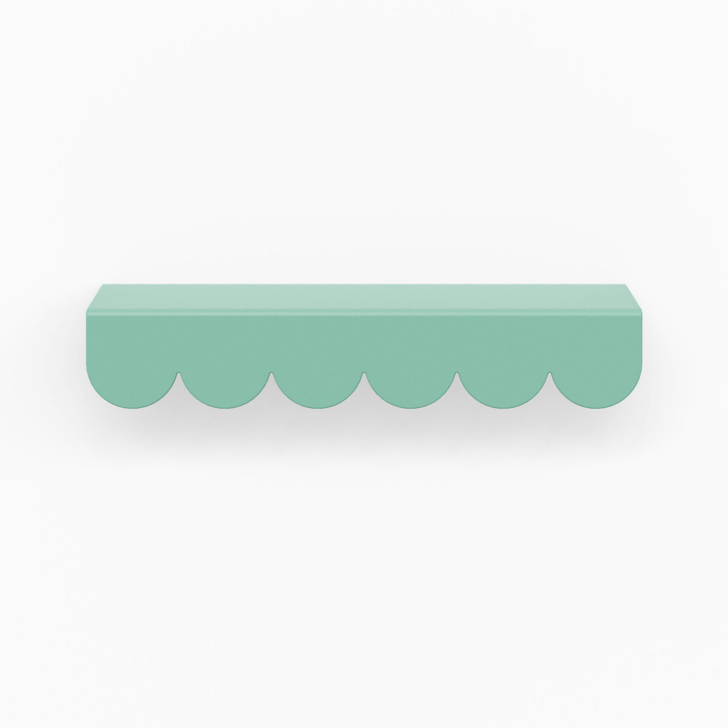 Bubble Cabinet Pull in soft aqua with playful scalloped curves for durable and charming floating shelf hardware design