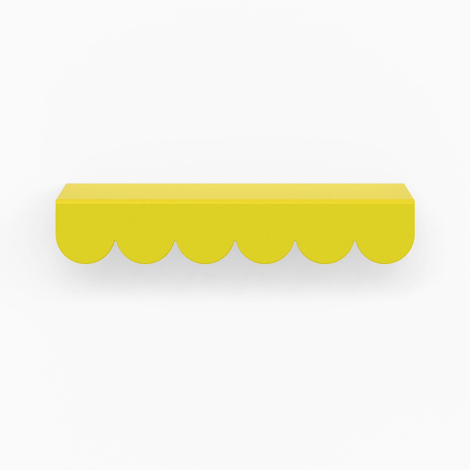 Bubble Cabinet Pull in vibrant yellow with soft rounded curves for playful and durable floating shelf hardware design