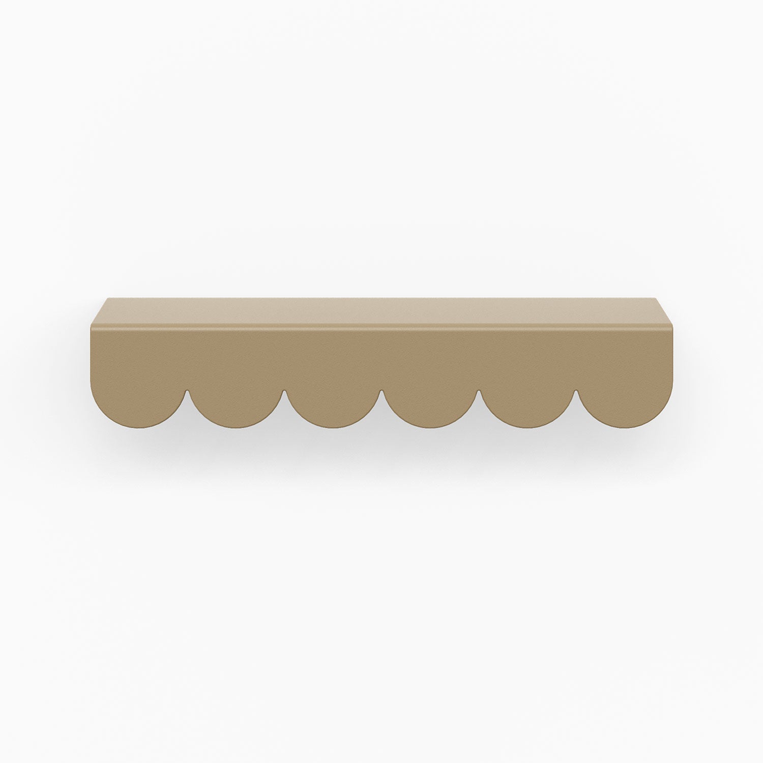 Bubble Cabinet Pull in muted tan with soft scalloped curves for durable and charming floating shelf hardware design