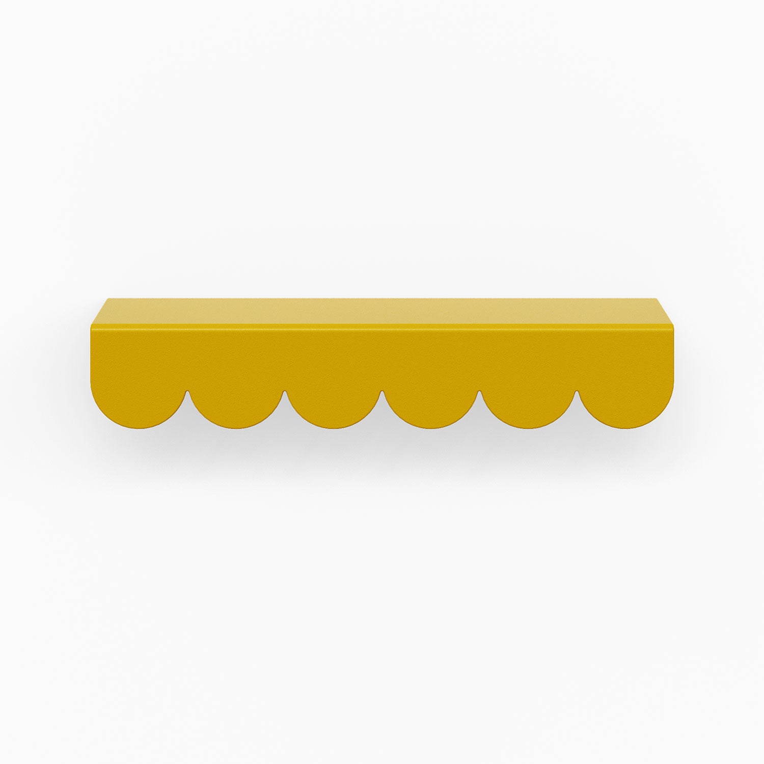Bubble Cabinet Pull in warm honey mustard tone with playful scalloped edge for charming and durable cabinet hardware design