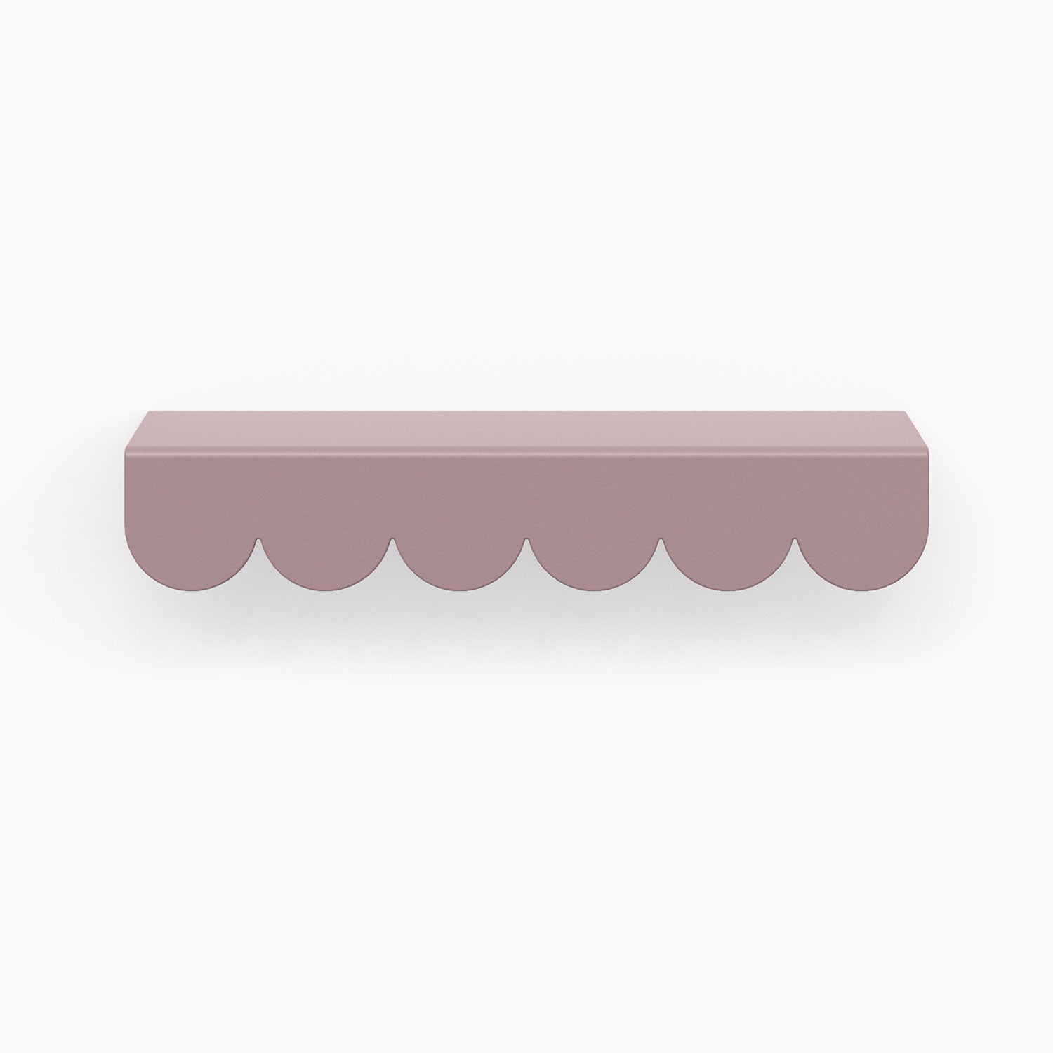Bubble Cabinet Pull in dusky purple with playful scalloped edges for durable, minimalist floating shelf hardware design