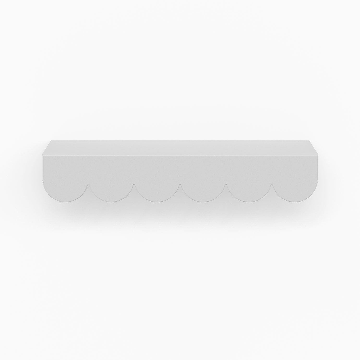 Bubble Cabinet Pull in matte white featuring soft scalloped curves for durable, minimalist floating shelf hardware design