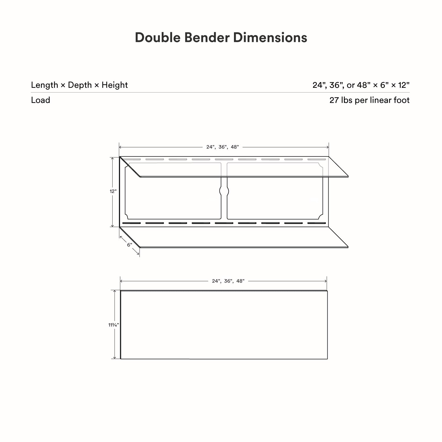 Double Bender Metal Wall Shelf