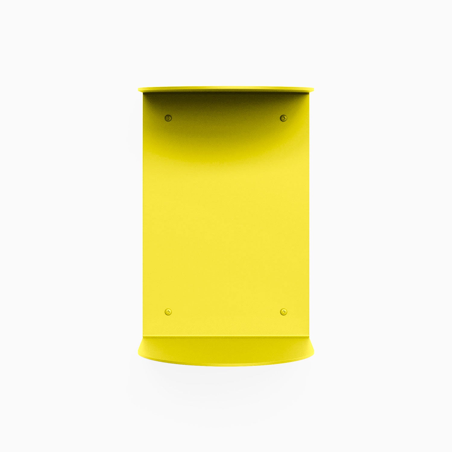 Double Rainbow Metal Wall Shelf in bright yellow steel with curved minimalist design for durable metal floating wall display