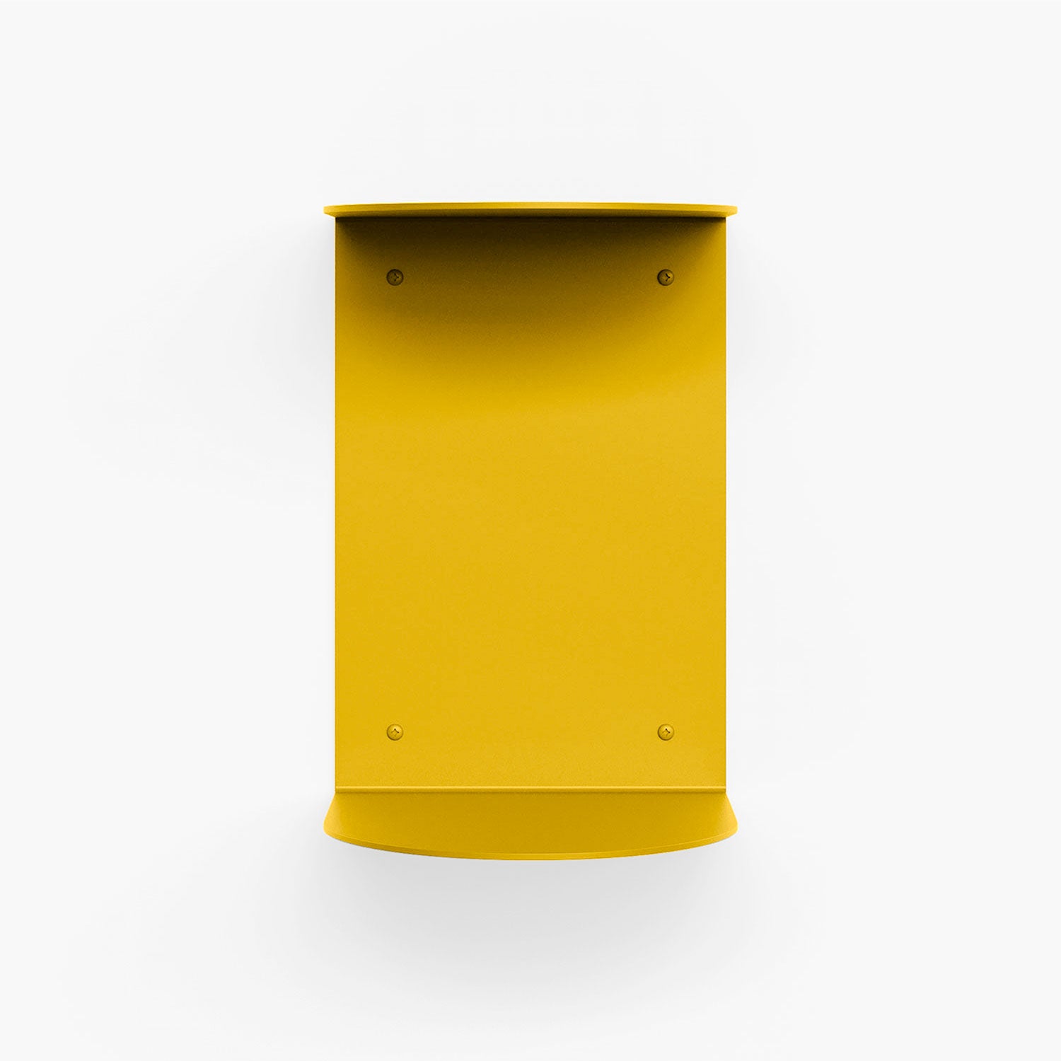 Double Rainbow Metal Wall Shelf in honeymustard steel with minimalist design for functional floating metal shelf and wall display