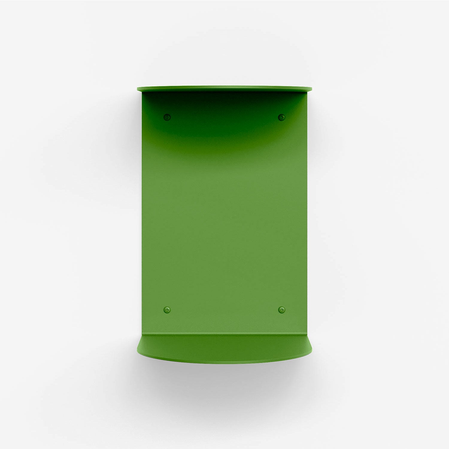 Double Rainbow Metal Wall Shelf in limewire steel with curved minimalist design for durable metal floating shelf and wall display