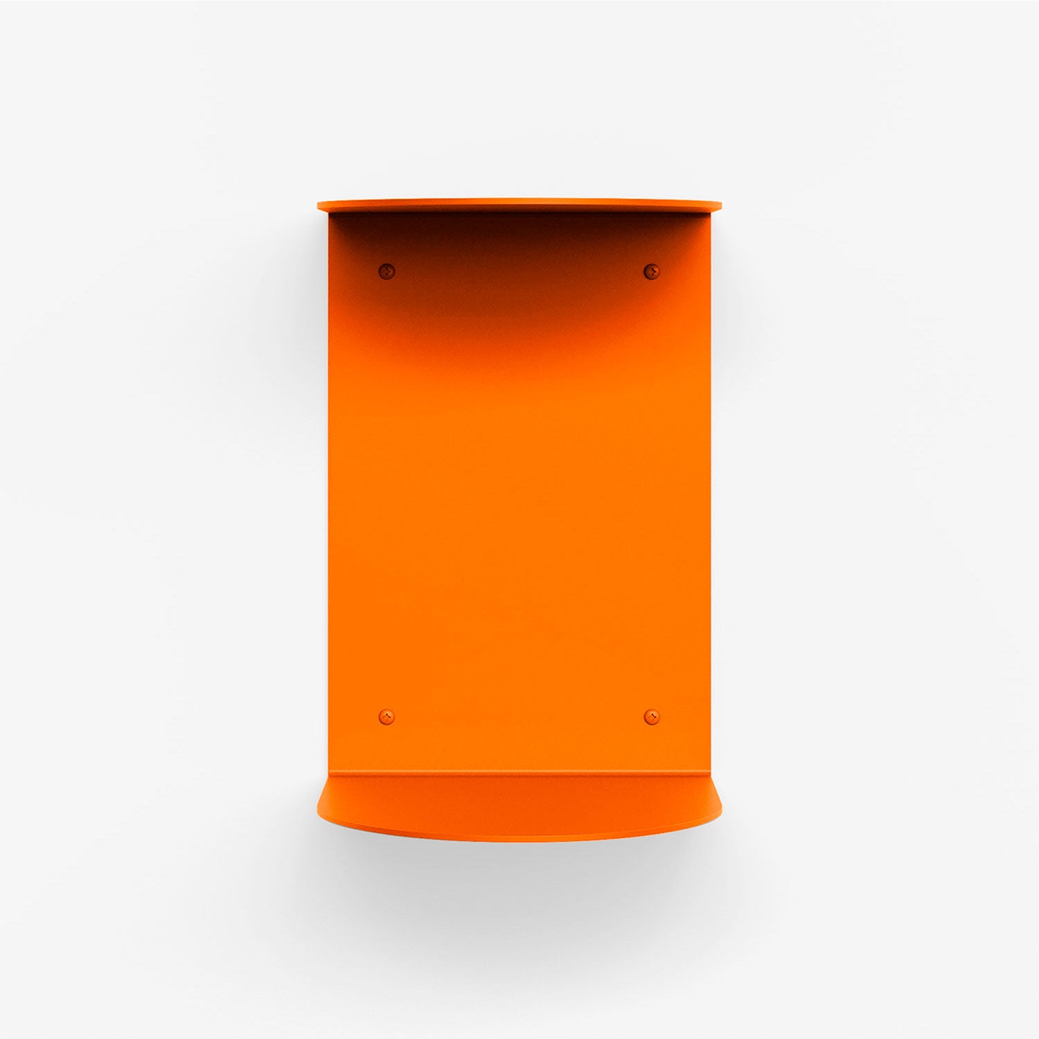 Double Rainbow Metal Wall Shelf in bright orange steel with minimalist curved design for durable metal floating wall display and storage