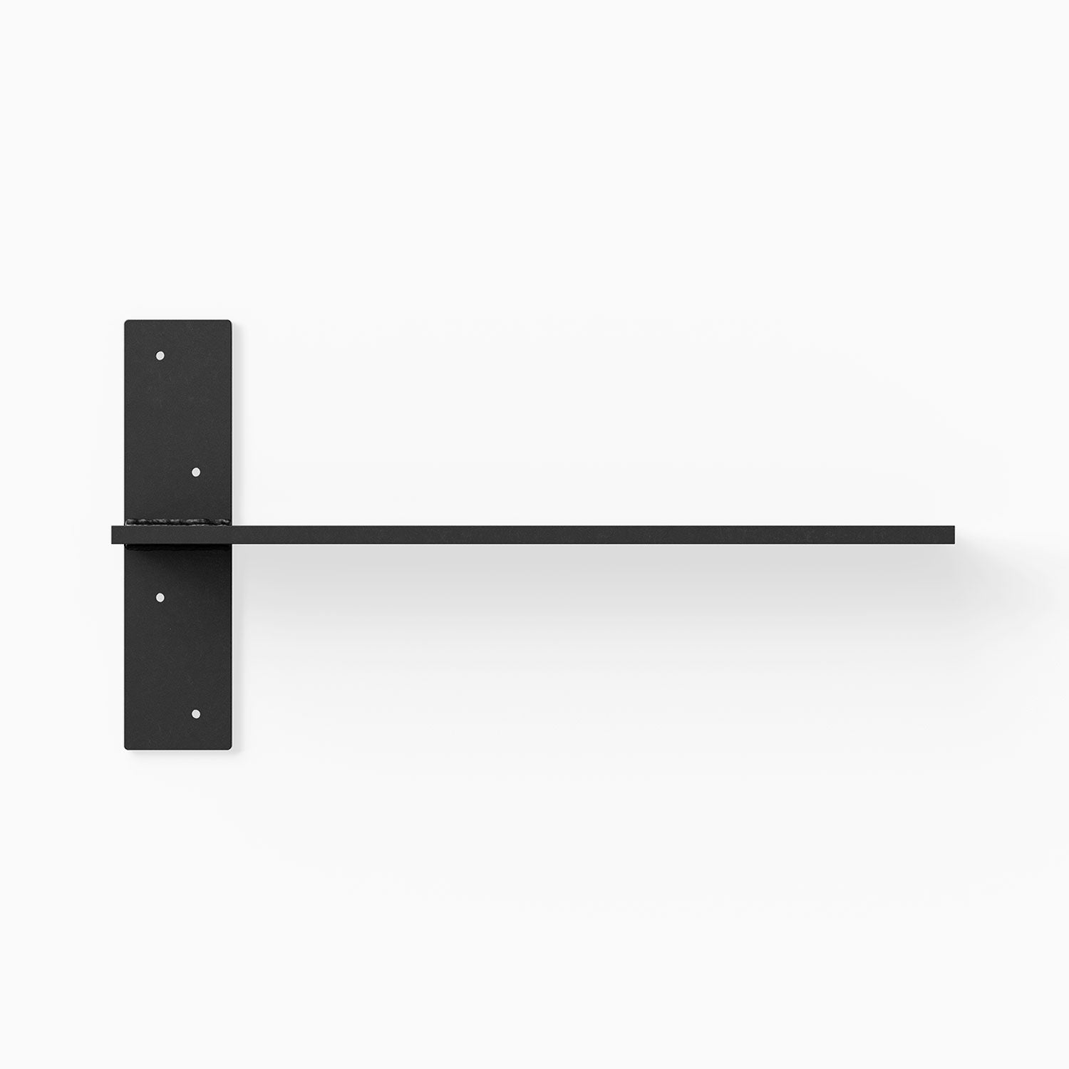Drake Slimline Countertop Bracket (Black Primer) in black primer metal for sleek, durable floating shelf support hardware