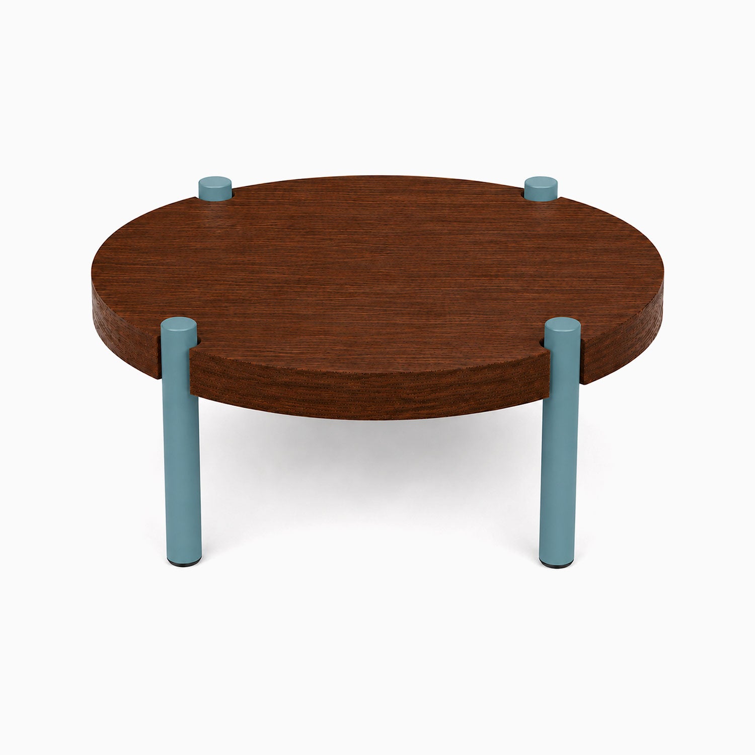 Fern Plant Stand (Walnut) with a round solid hardwood walnut top and sturdy steel legs, designed for modern functional display and organization.