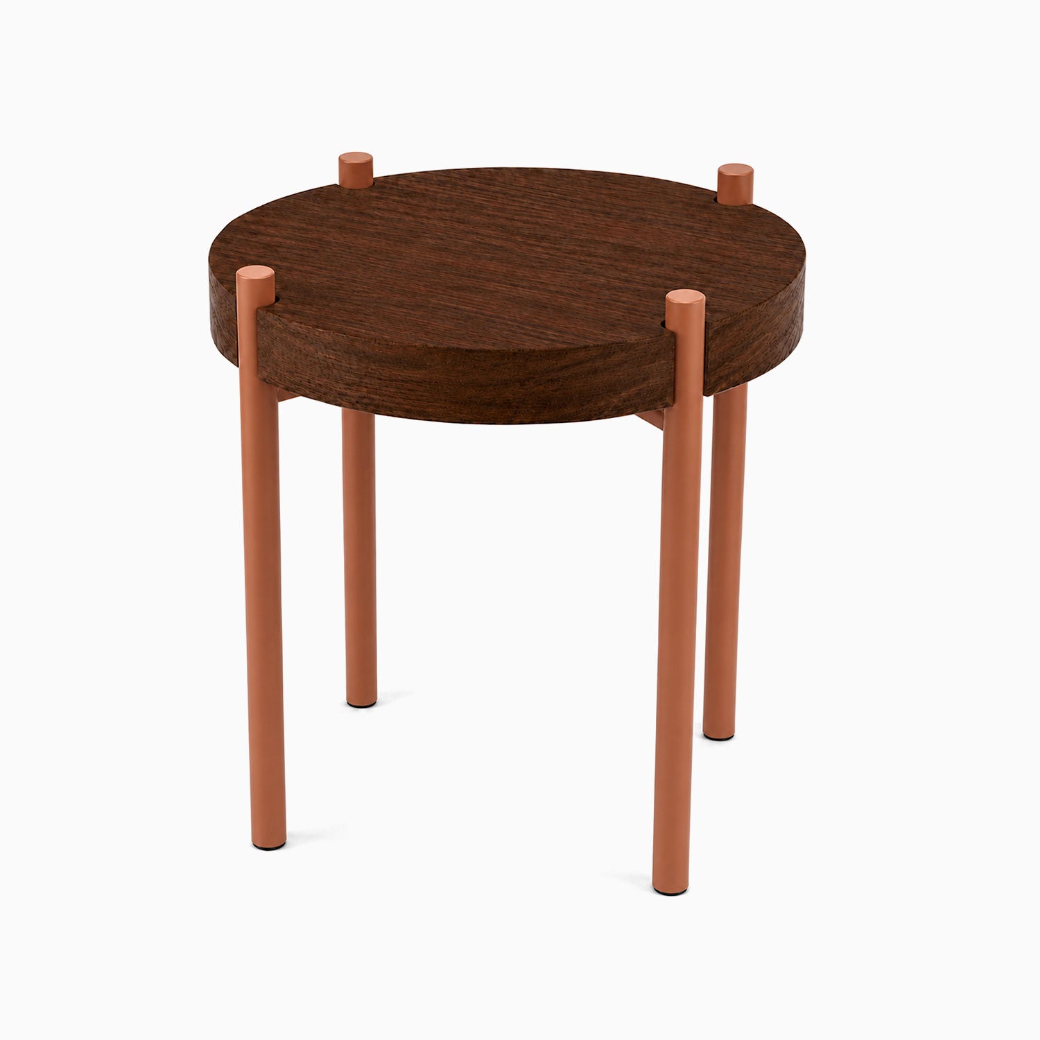 Fern Plant Stand (Walnut) featuring a minimalist walnut wood top with sturdy rust-resistant steel legs, ideal for stylish and functional plant display.