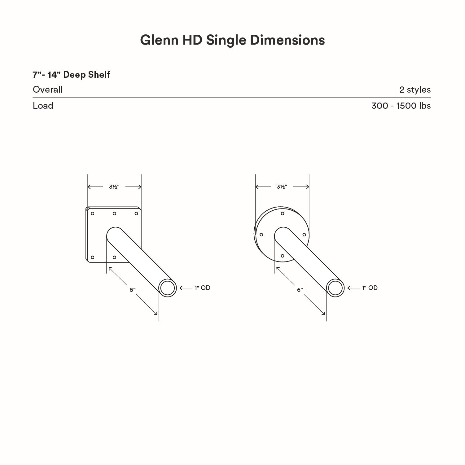 Glenn HD Single Rod Floating Mantel Bracket