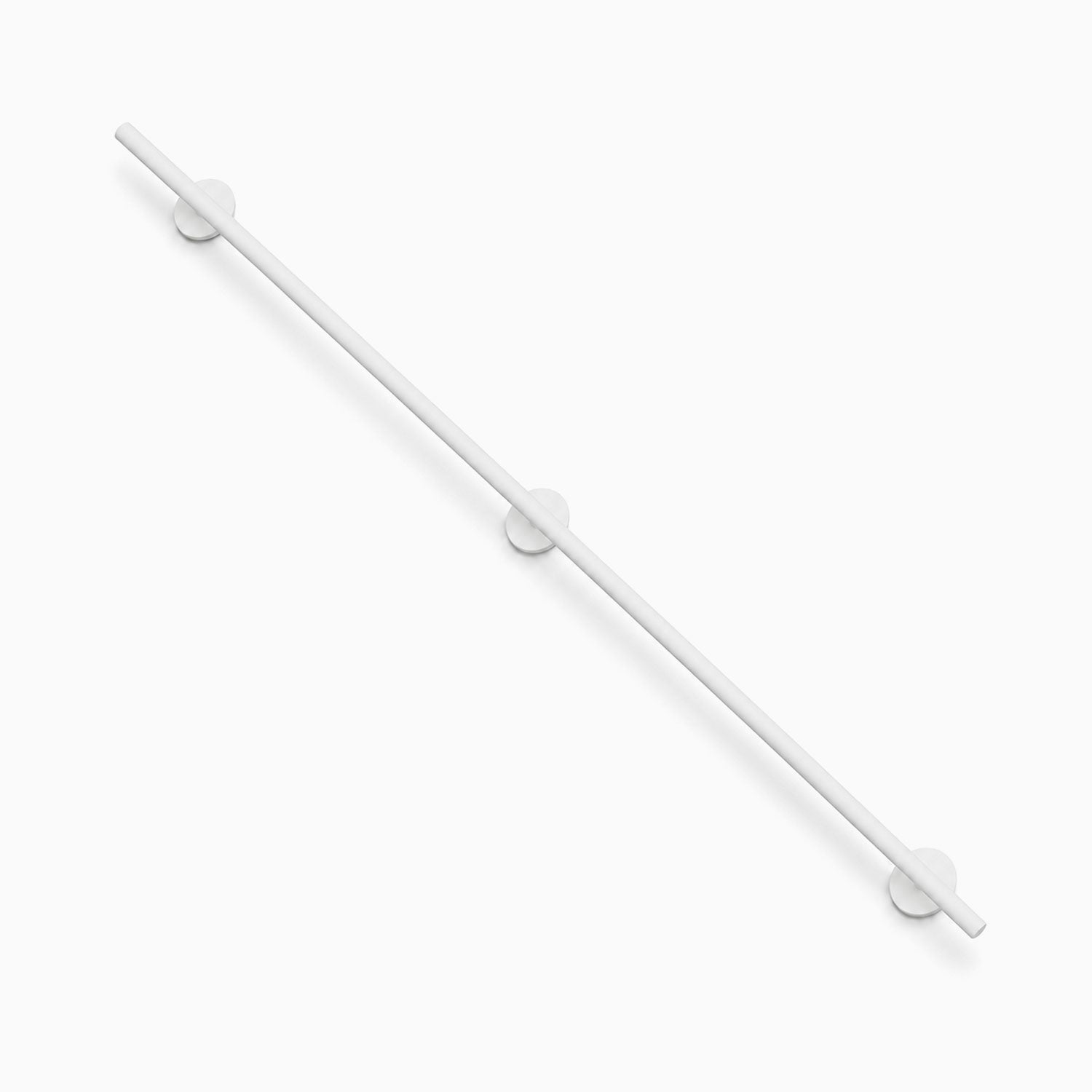 Grip Stair Rail in sleek white finish made from durable rust-resistant steel, designed to maximize wall space and enhance safety with minimalist style.