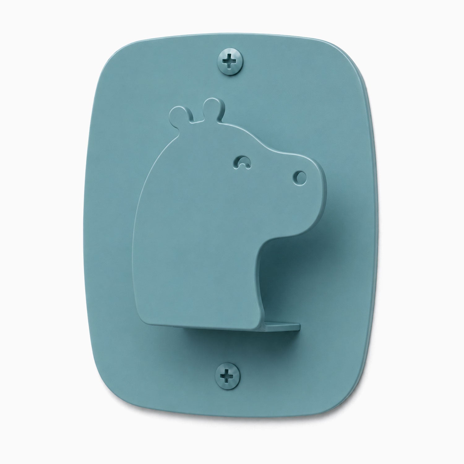 Kiddo Hooks wall hook with a minimalist blue hippo design, made from durable steel, ideal for organizing and decorating kids’ spaces.