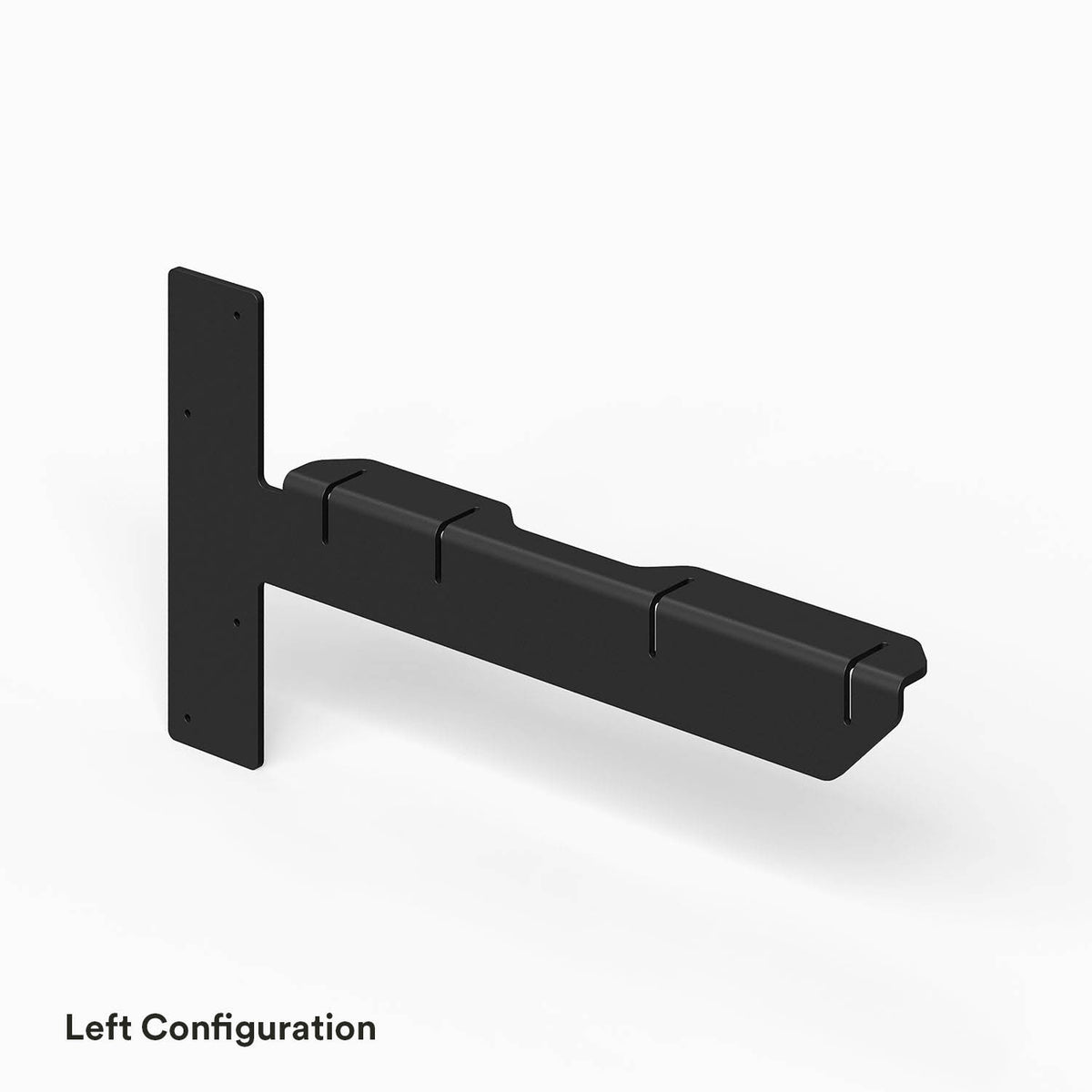 Lars Floating Vanity Hidden Mount Bracket in black left configuration for secure floating vanity installation hardware