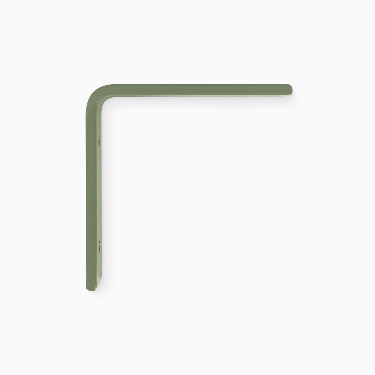 Clearance — Leif Brackets 9" x 9" in muted army green steel for durable floating shelf hardware by Shelfology maximizing wall space