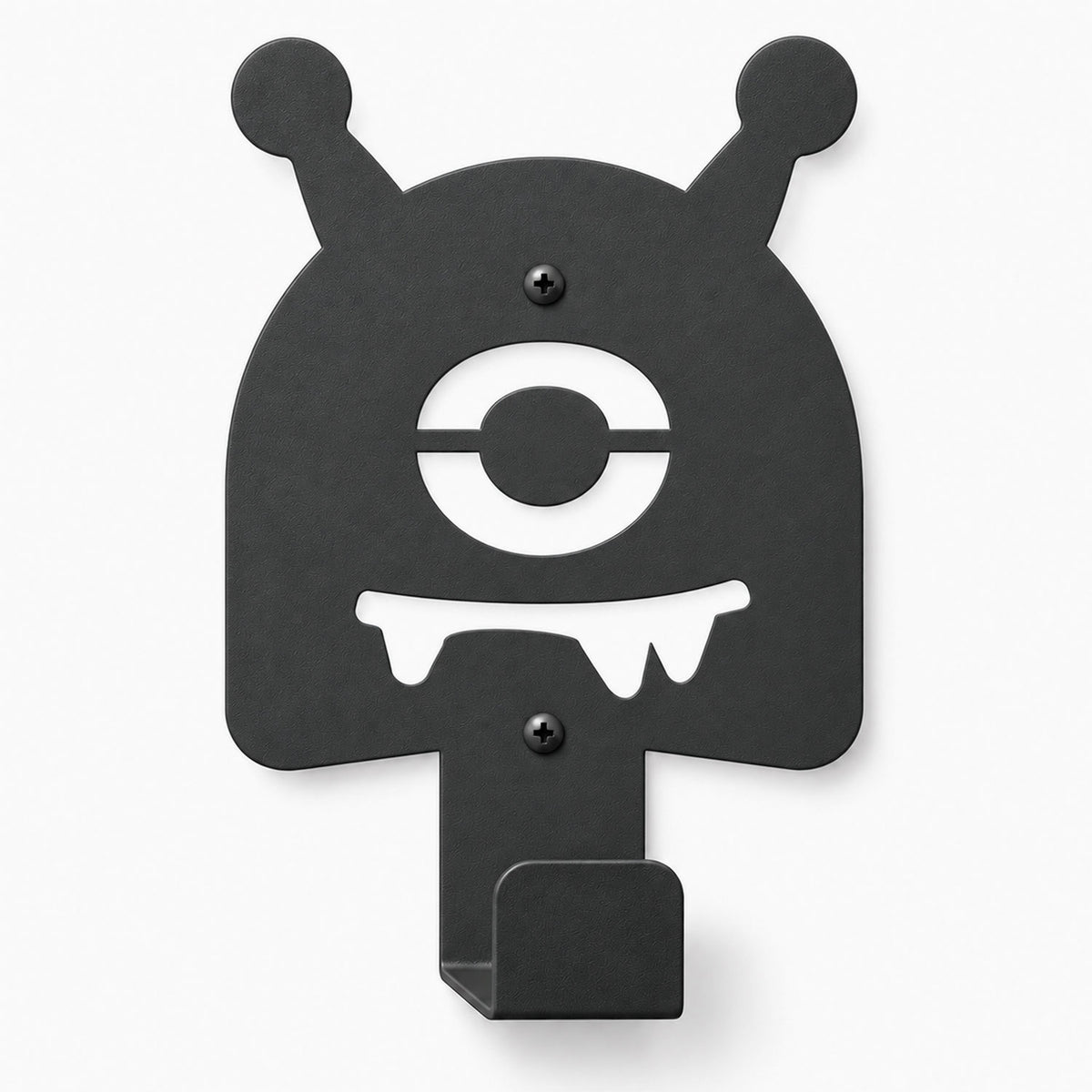 Little Hangups black monster wall hook with playful eyes and teeth for organizing coats bags and accessories