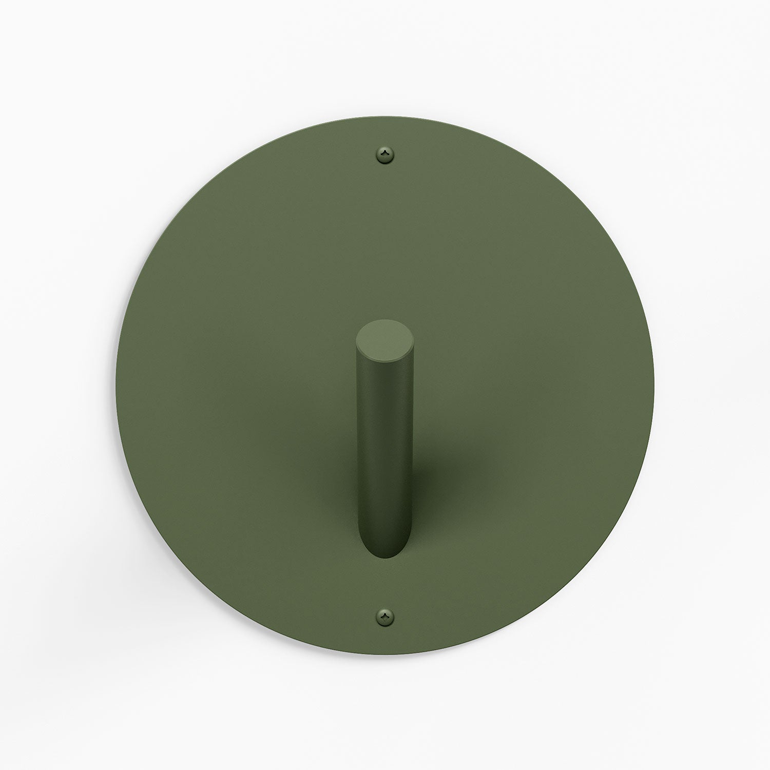 Mega Peggy Round 1 Wall Hook in army green with oversized circular backplate for durable, minimalist wall hooks and organized spaces