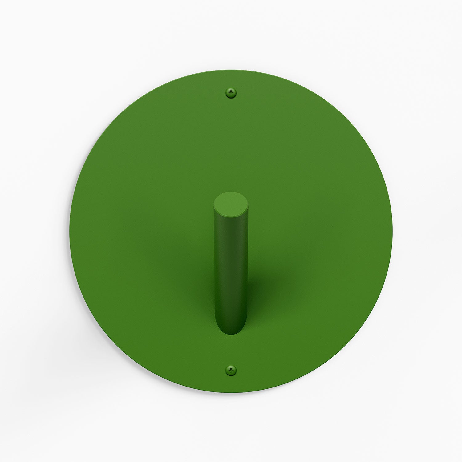 Mega Peggy Round 1 Wall Hook in lime green steel with oversized circular plate for bold, minimalist wall hooks and organization