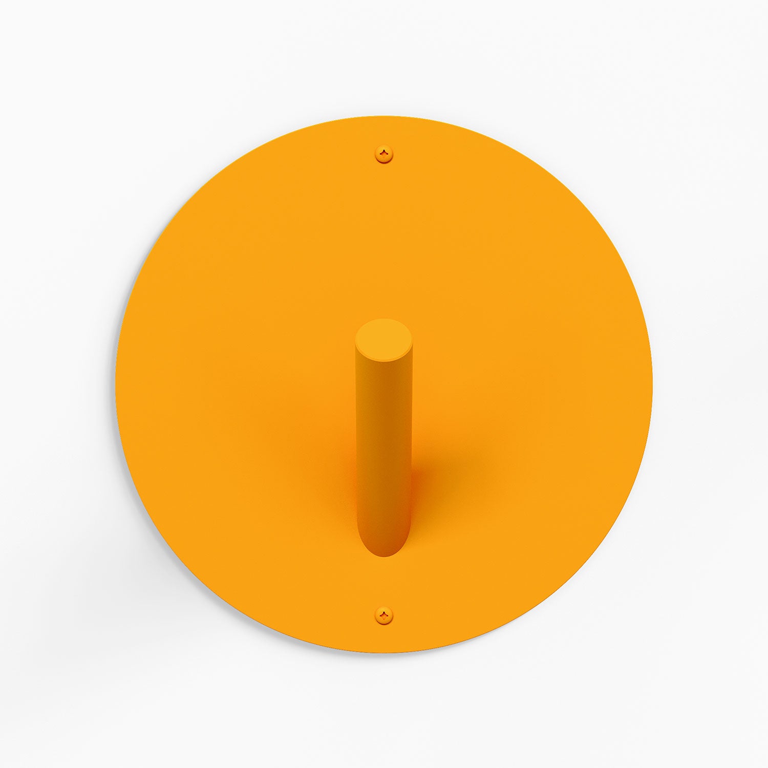 Mega Peggy Round 1 Wall Hook in vibrant orange steel with oversized round backplate for sturdy, minimalist wall hooks and organization