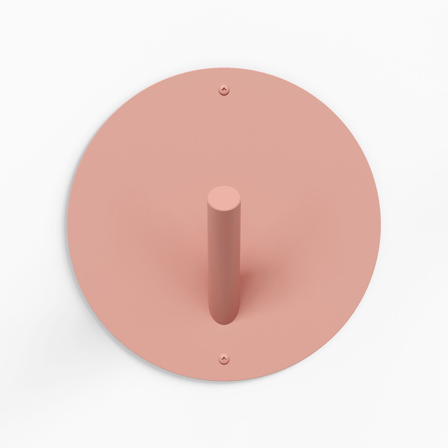 Mega Peggy Round 1 Wall Hook in muted pink steel with oversized circular backplate for bold wall hooks and versatile organization