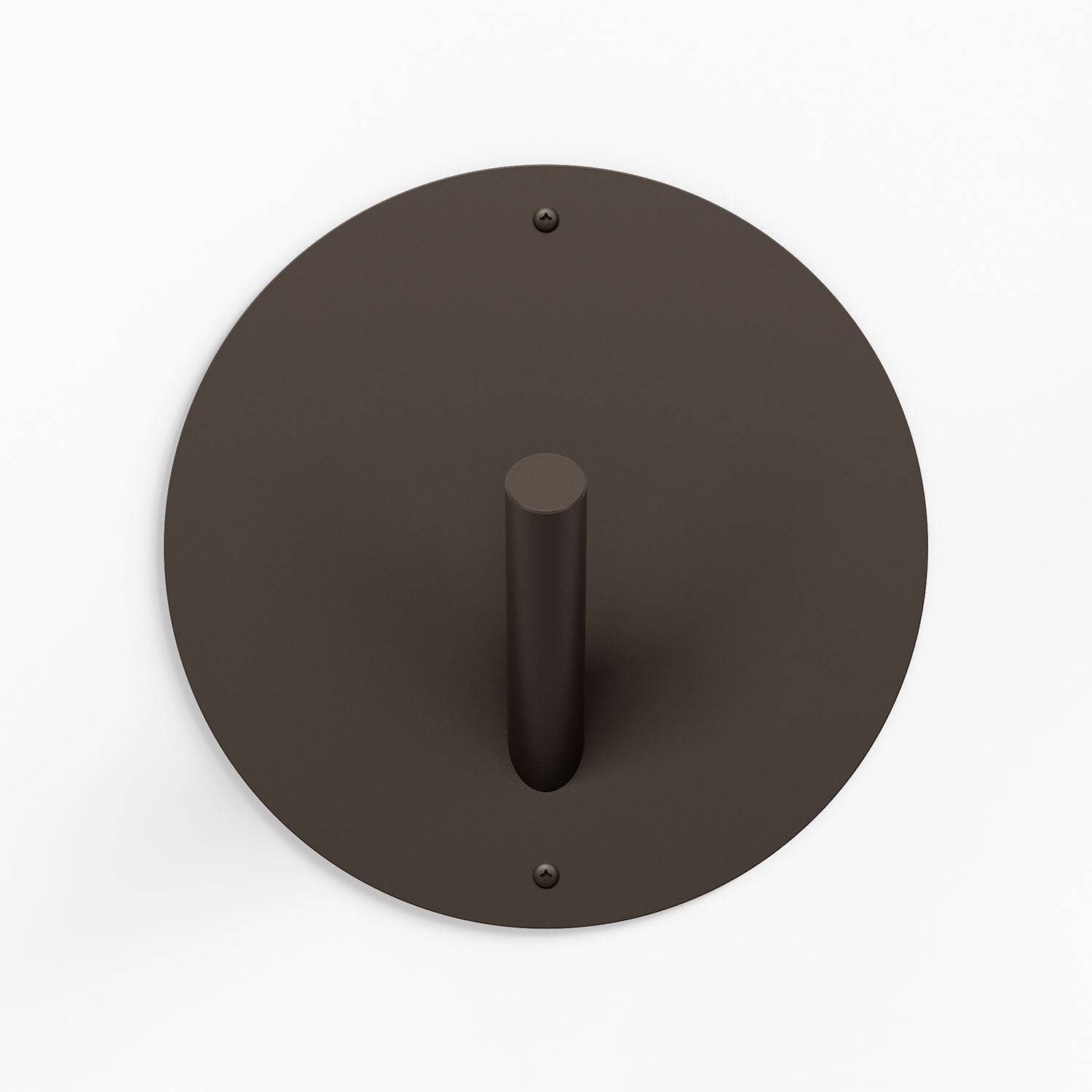 Mega Peggy Round 1 Wall Hook in tungsten steel with large circular backplate for sturdy, minimalist wall organization and display