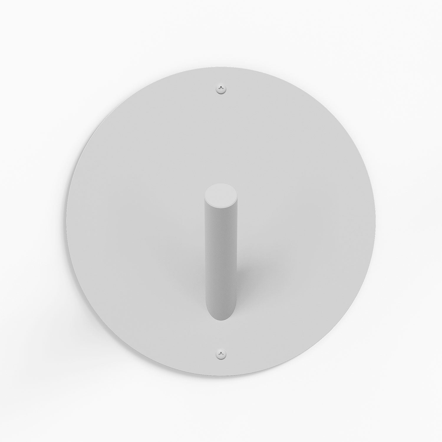 Mega Peggy Round 1 Wall Hook in white matte steel with oversized round backplate for minimalist and functional wall organization