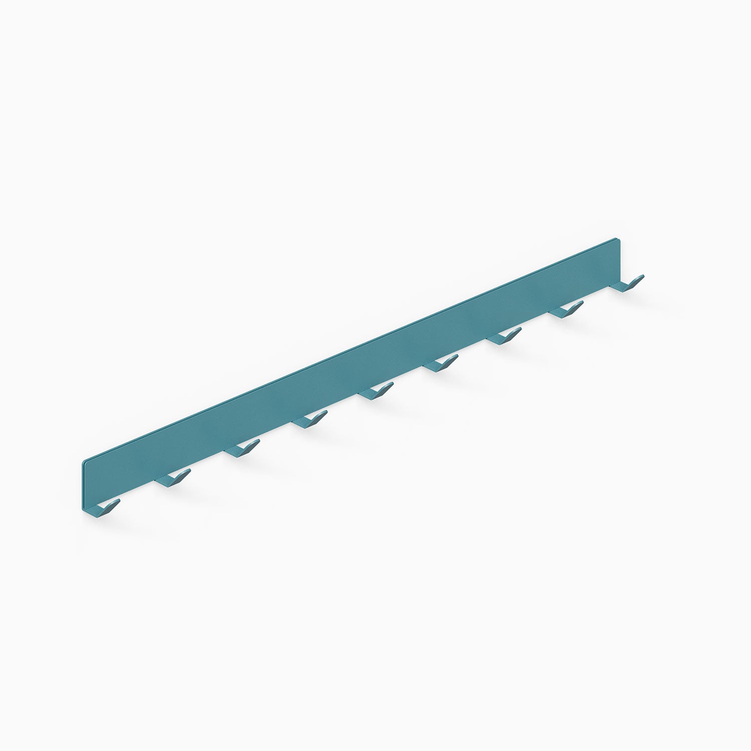 Minimalist blue steel Of Course Wall Hook with nine hooks designed for functional wall organization and durable metal wall decor and accessories.