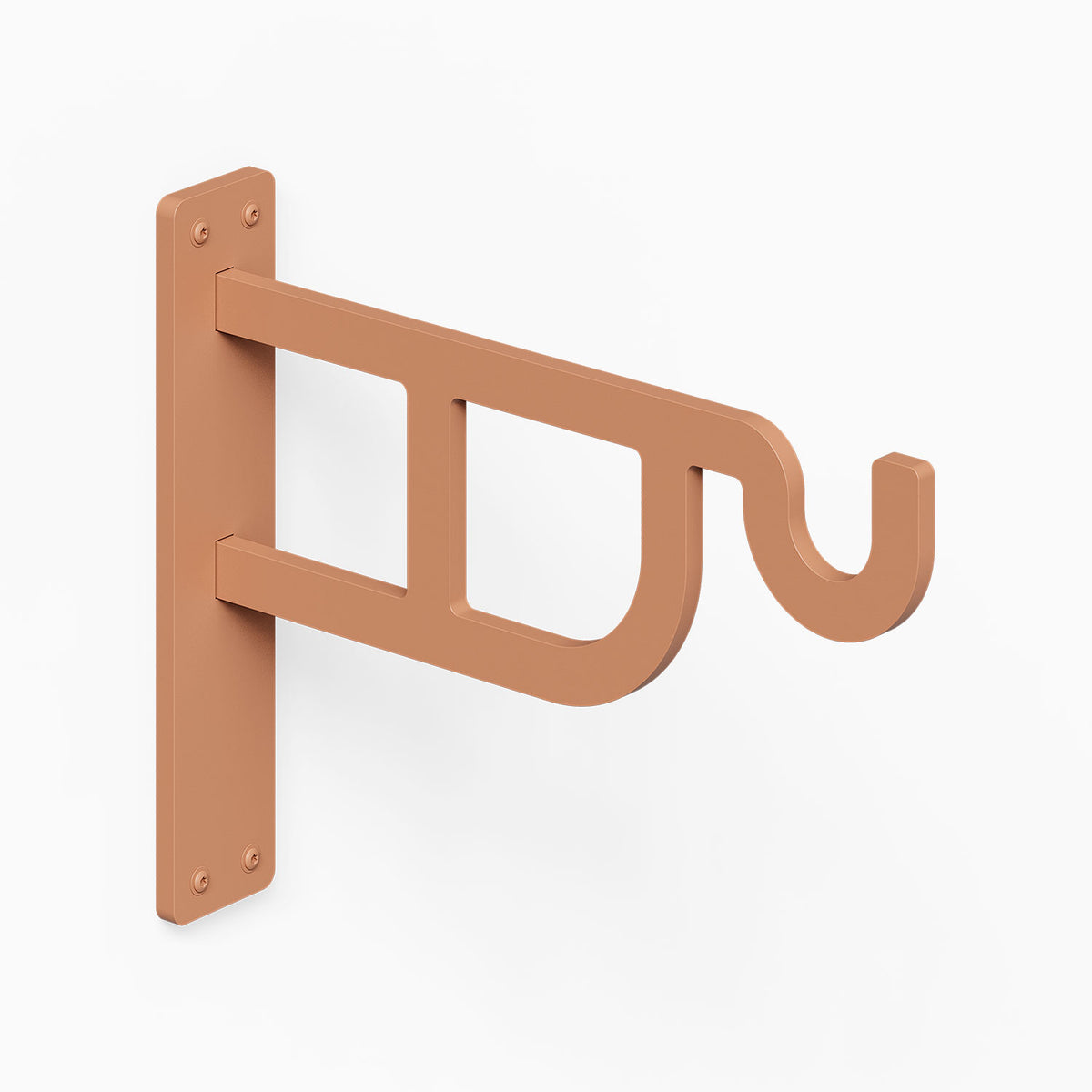 Petal Outdoor Planter Hook in warm terracotta finish for hanging outdoor planters and maximizing wall space