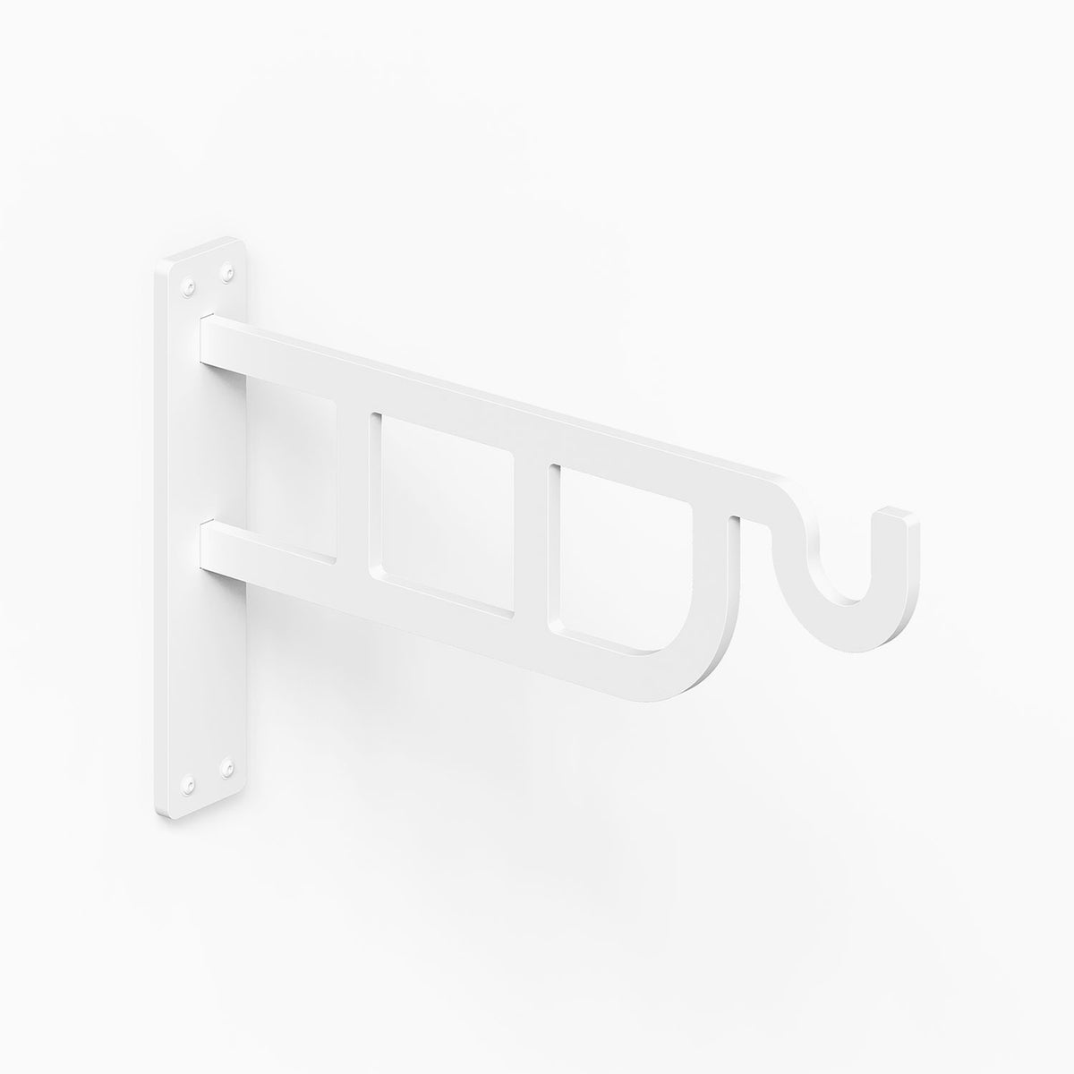 Petal Outdoor Planter Hook in white wall mounted hardware for hanging outdoor planters and maximizing vertical space