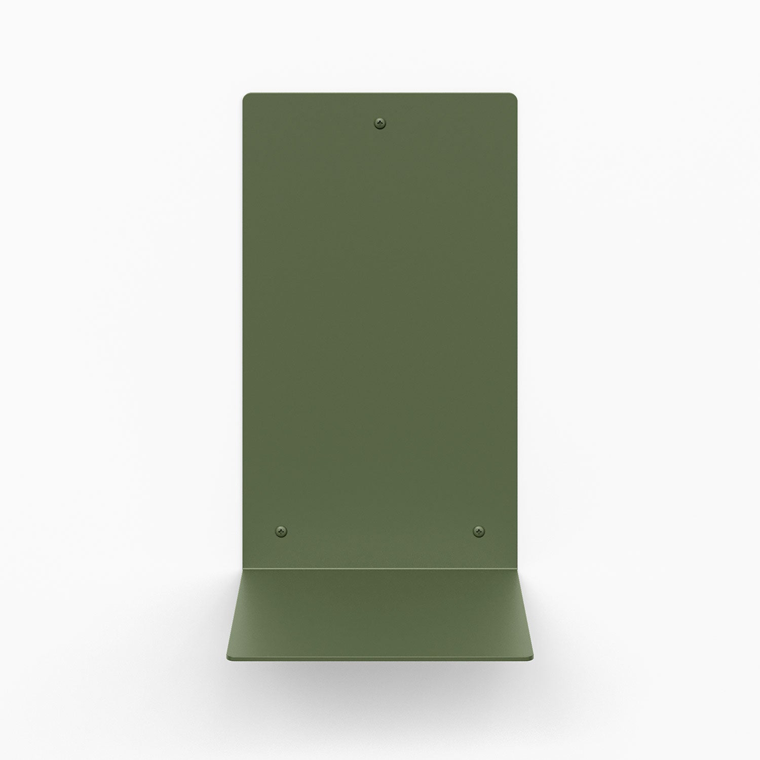 Perch Square Plant Shelf in muted army green steel with minimalist floating design for sleek wall display and organization