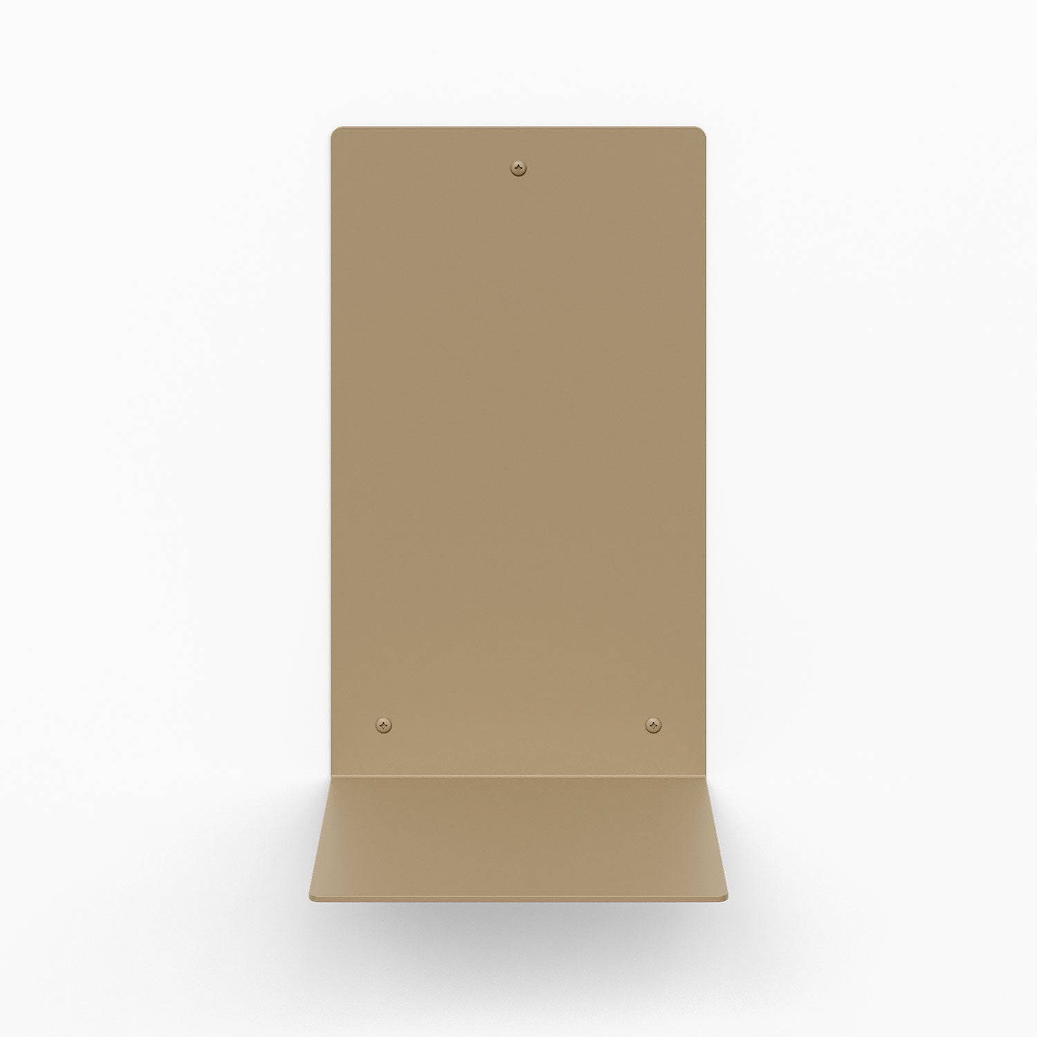 Perch Square Plant Shelf in muted tan steel featuring a simple floating ledge for modern wall display and organization